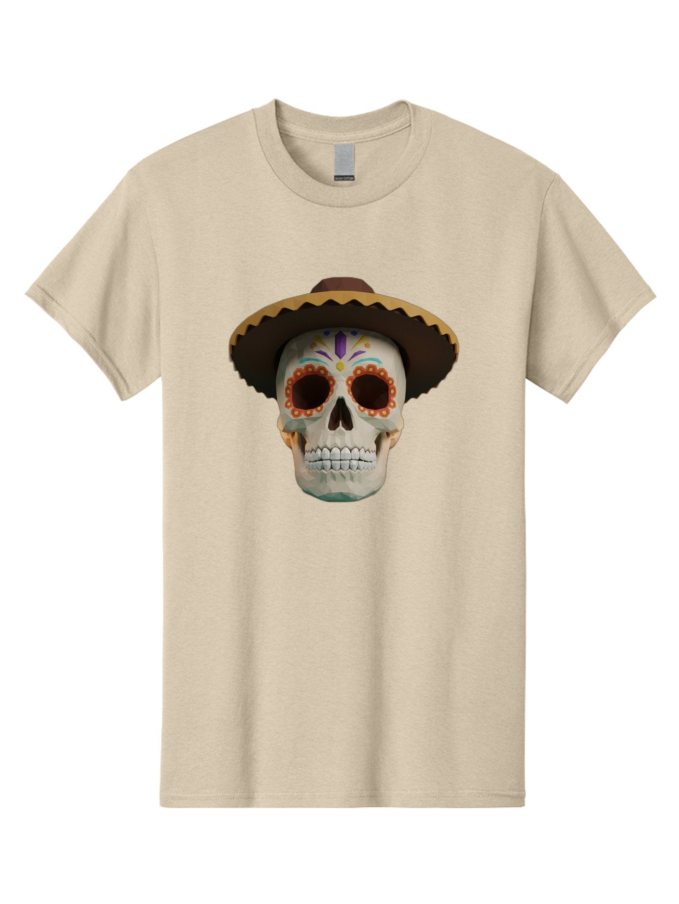 Sugar-Skull-Sombrero Men'S Graphic Tee, 100% Cotton, Comfortable Casual Summer Wear, Machine Washable, Sugar Skull, Sombrero Hat, Mexican Culture, Day Of The Dead, Colorful Designs, Vibrant Patterns, Festive Spirit, Halloween, Bad788 9