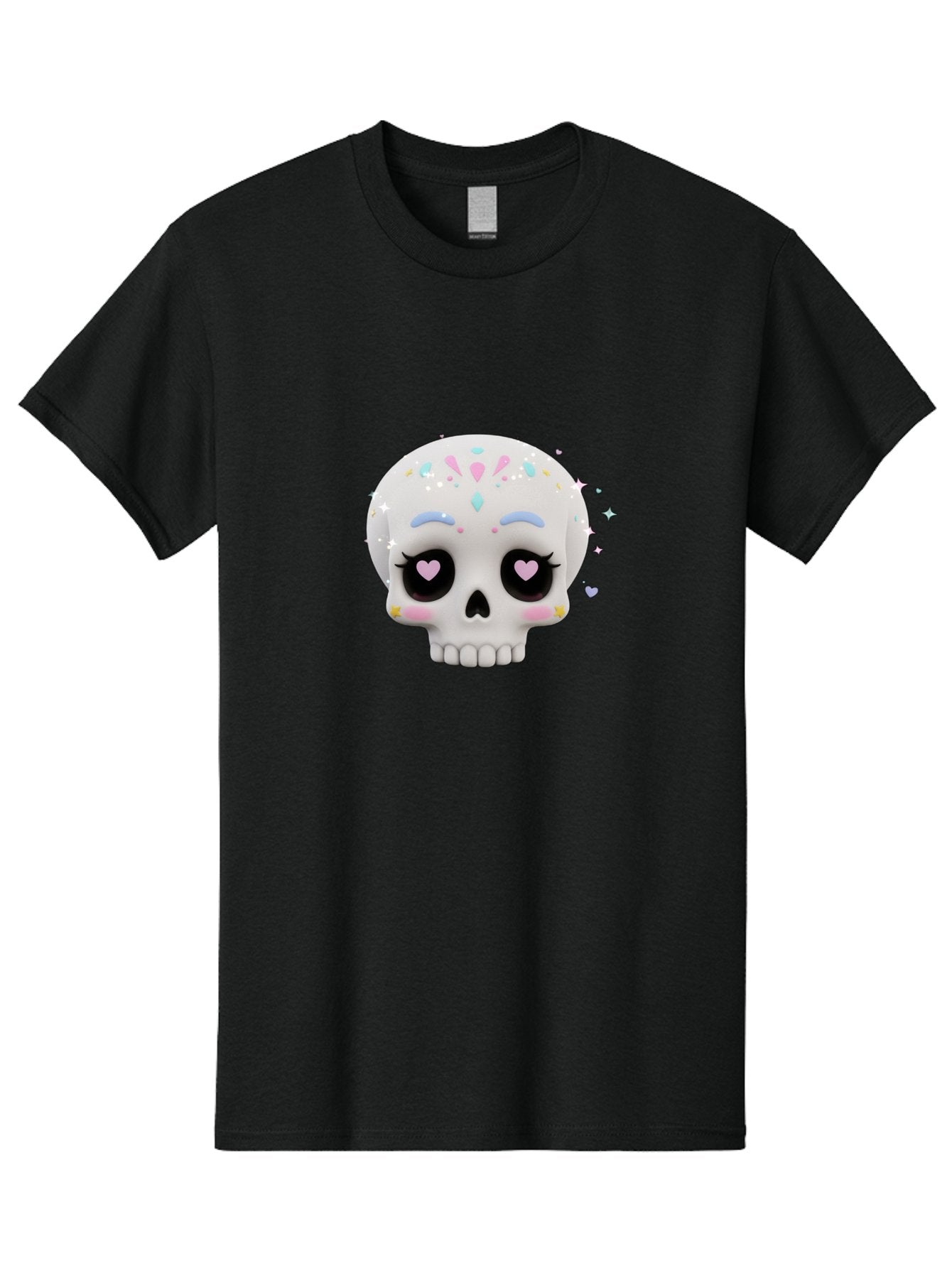 Sugar-Skull Men'S Graphic Tee, 100% Cotton, Comfortable Casual Summer Wear, Machine Washable, Sugar Skull Graphic, Cartoon-Style Skull, Pastel Colors, Festive Design, Day Of The Dead Theme, Colorful Sprinkles, Sparkly Elements, Bad793 9