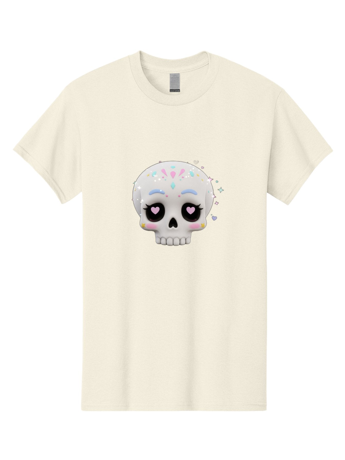 Sugar-Skull Men'S Graphic Tee, 100% Cotton, Comfortable Casual Summer Wear, Machine Washable, Sugar Skull Graphic, Cartoon-Style Skull, Pastel Colors, Festive Design, Day Of The Dead Theme, Colorful Sprinkles, Sparkly Elements, Bad793 10
