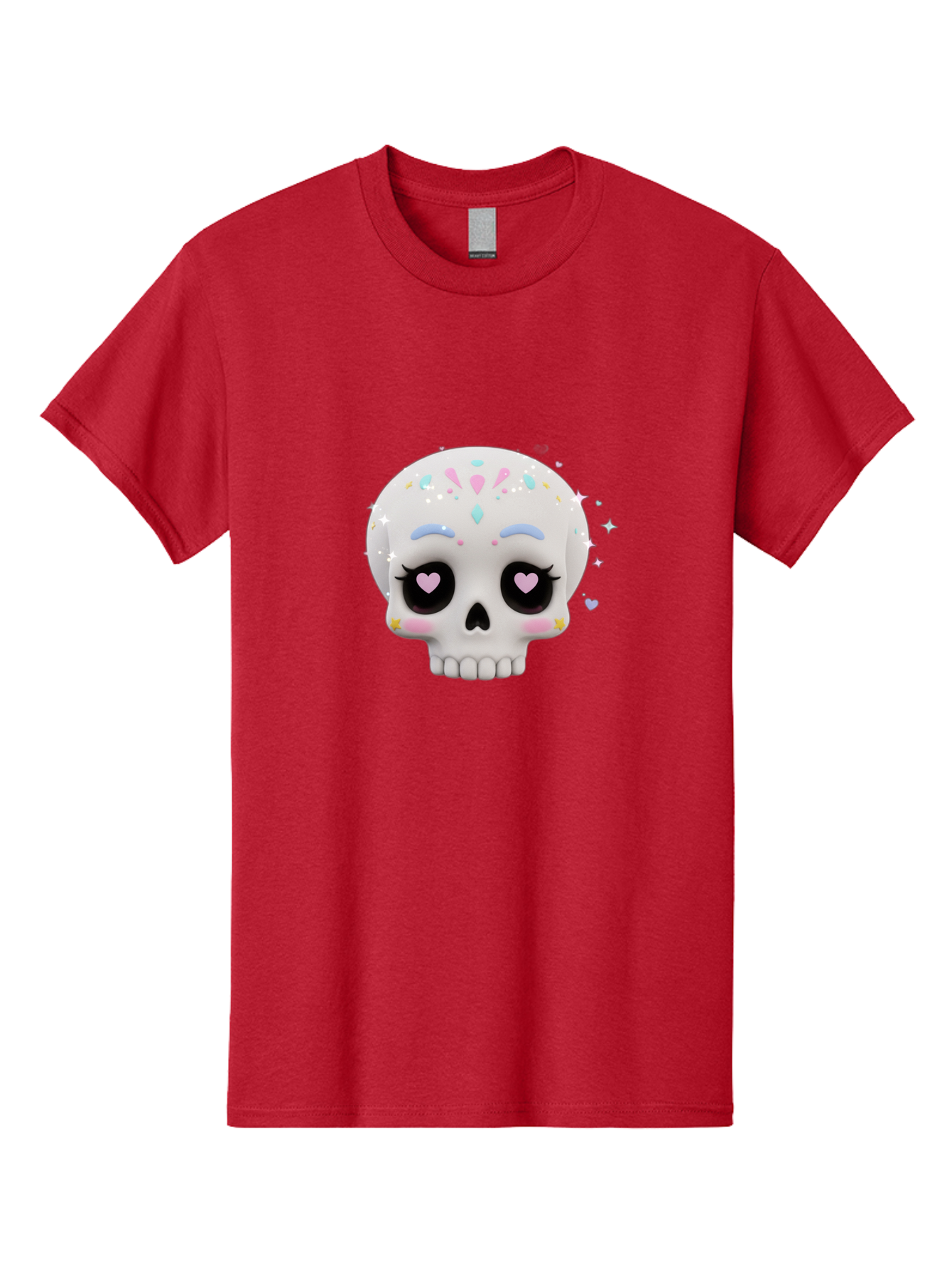 Sugar-Skull Men'S Graphic Tee, 100% Cotton, Comfortable Casual Summer Wear, Machine Washable, Sugar Skull Graphic, Cartoon-Style Skull, Pastel Colors, Festive Design, Day Of The Dead Theme, Colorful Sprinkles, Sparkly Elements, Bad793 12