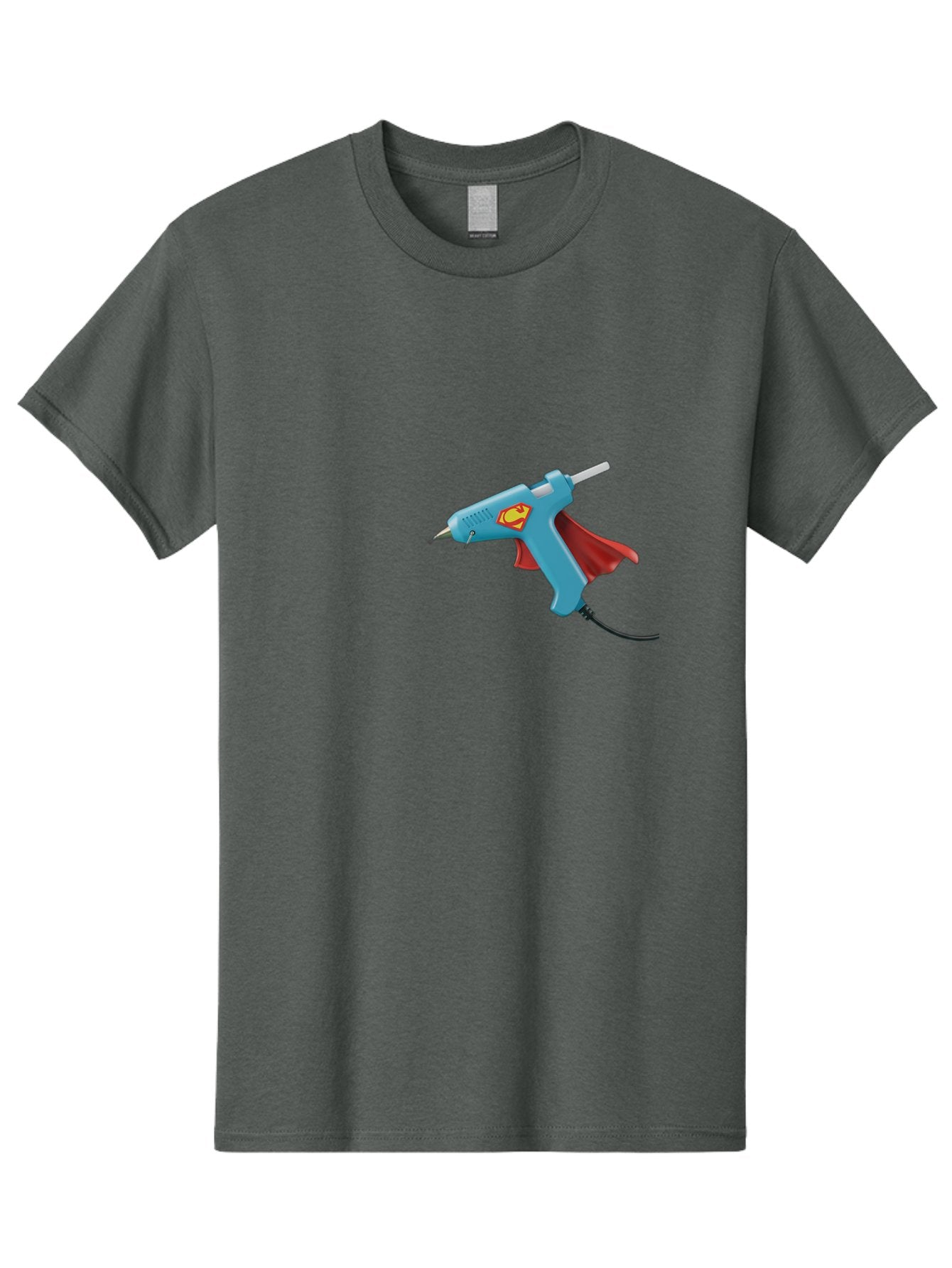 Superman-Glue-Gun Men'S Graphic Tee, 100% Cotton, Comfortable Casual Summer Wear, Machine Washable, Hot Glue Gun, Diy Tool, Crafting Supplies, Red Cape, Superhero Theme, Crafts, Superglue, Crafting, Arts And Crafts, Creative Projects, Handmade Bad797 12