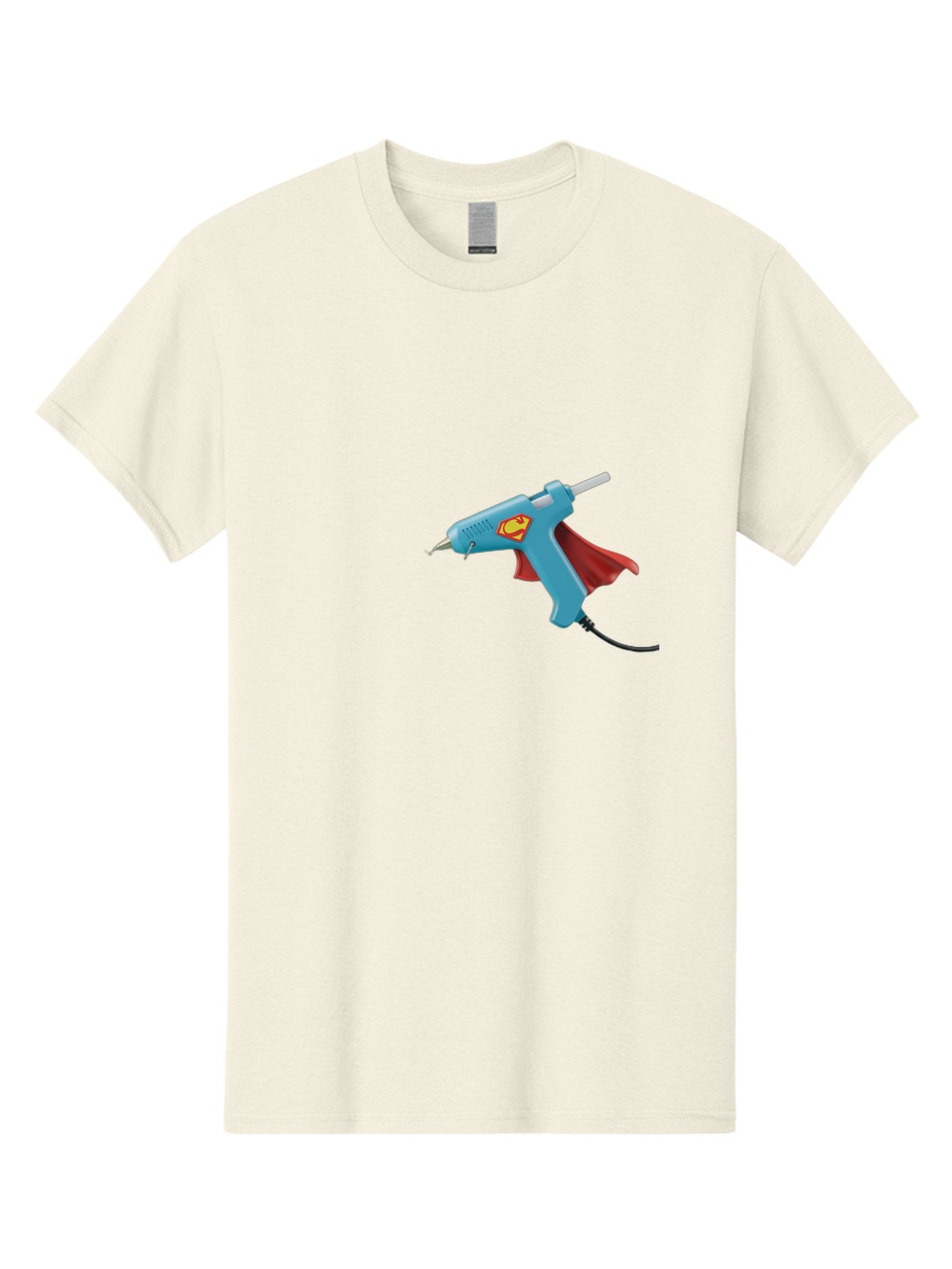 Superman-Glue-Gun Men'S Graphic Tee, 100% Cotton, Comfortable Casual Summer Wear, Machine Washable, Hot Glue Gun, Diy Tool, Crafting Supplies, Red Cape, Superhero Theme, Crafts, Superglue, Crafting, Arts And Crafts, Creative Projects, Handmade Bad797 8
