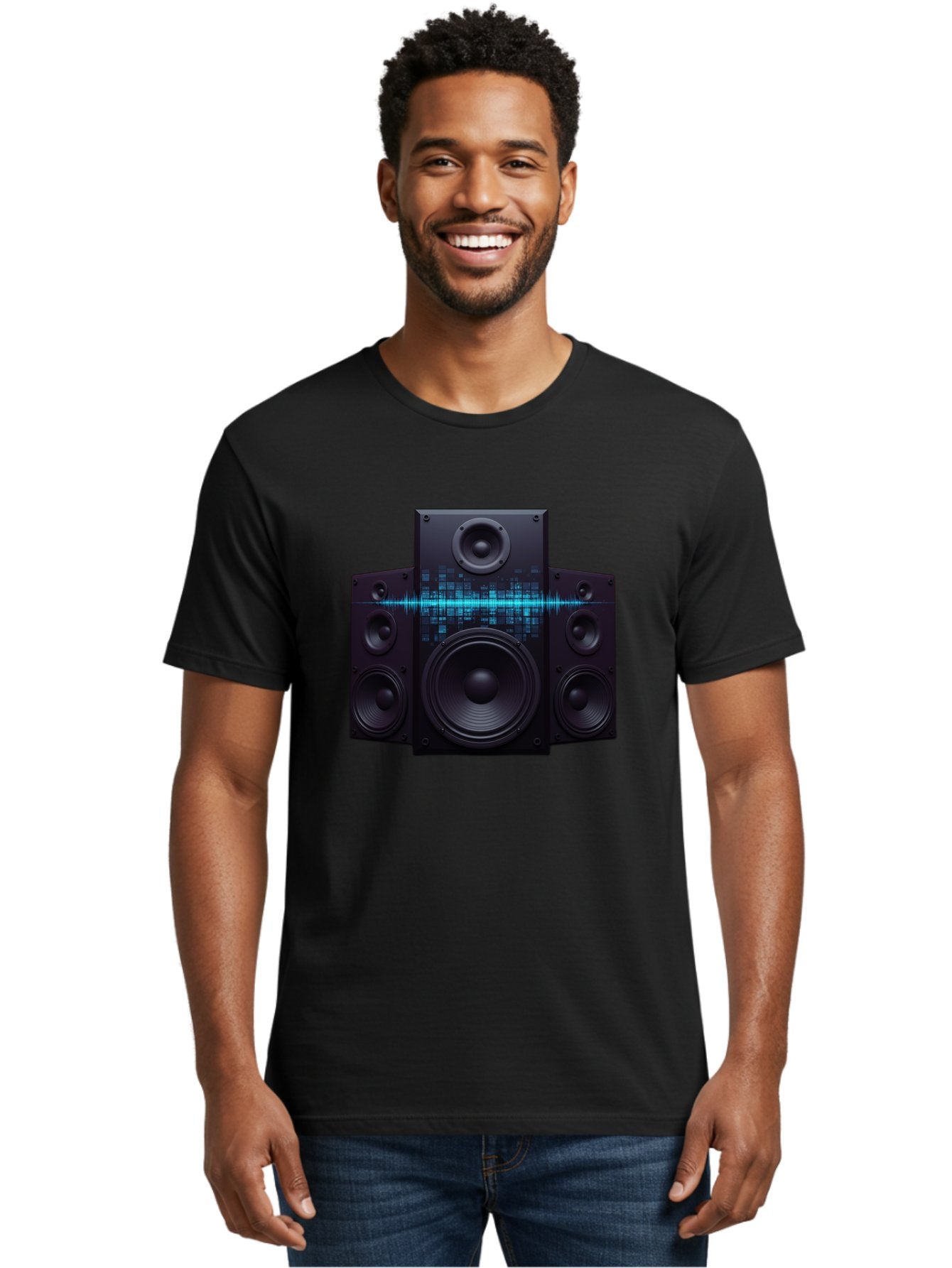 Surround-Sound-Speakers Men'S Graphic Tee, 100% Cotton, Comfortable Casual Summer Wear, Machine Washable, High-Quality Speakers, Home Audio System, Sound Wave, Audio Equipment, Music Speakers, Sound Technology, Audio Visual, Sound System Bad798 29