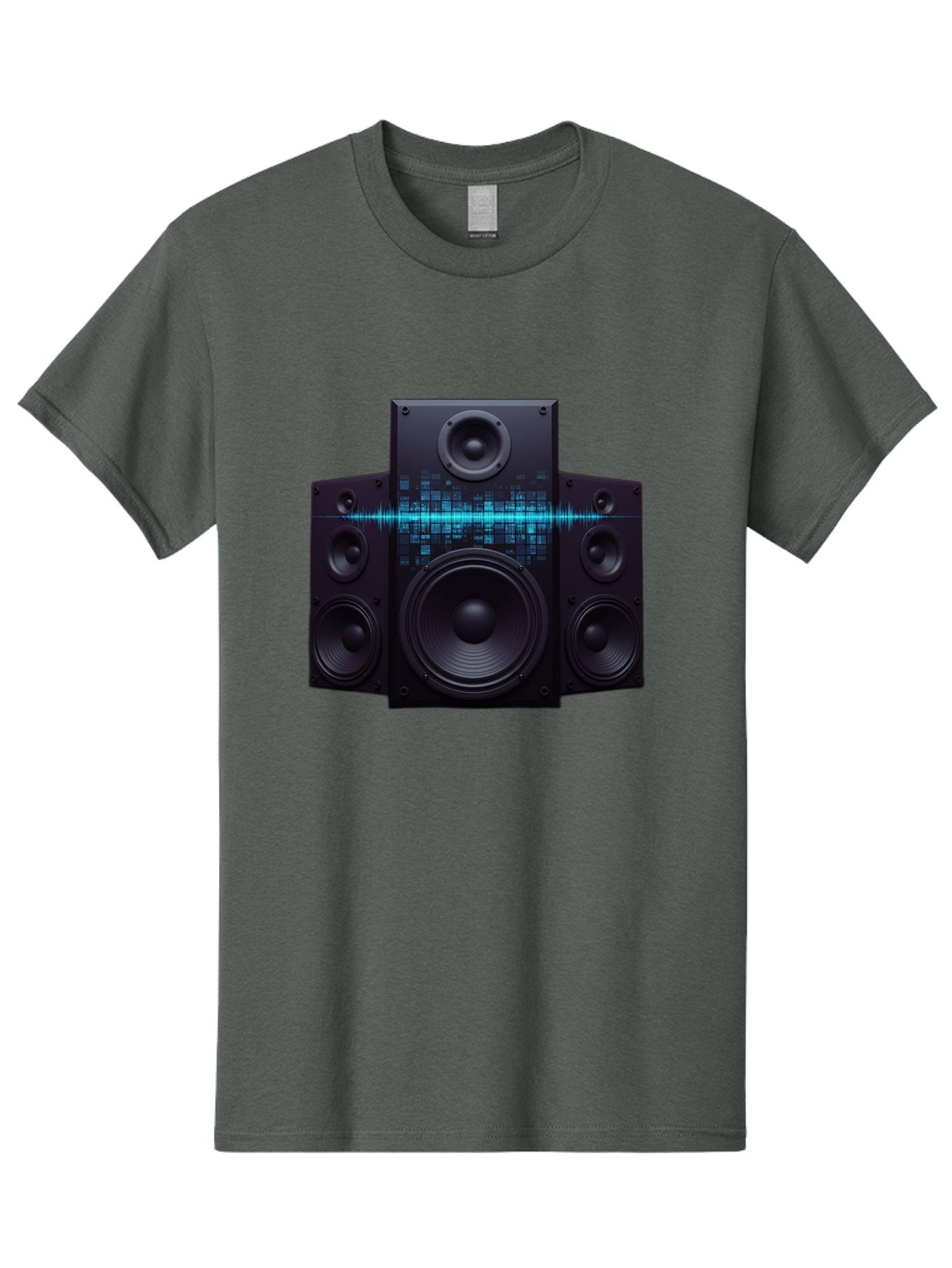 Surround-Sound-Speakers Men'S Graphic Tee, 100% Cotton, Comfortable Casual Summer Wear, Machine Washable, High-Quality Speakers, Home Audio System, Sound Wave, Audio Equipment, Music Speakers, Sound Technology, Audio Visual, Sound System Bad798