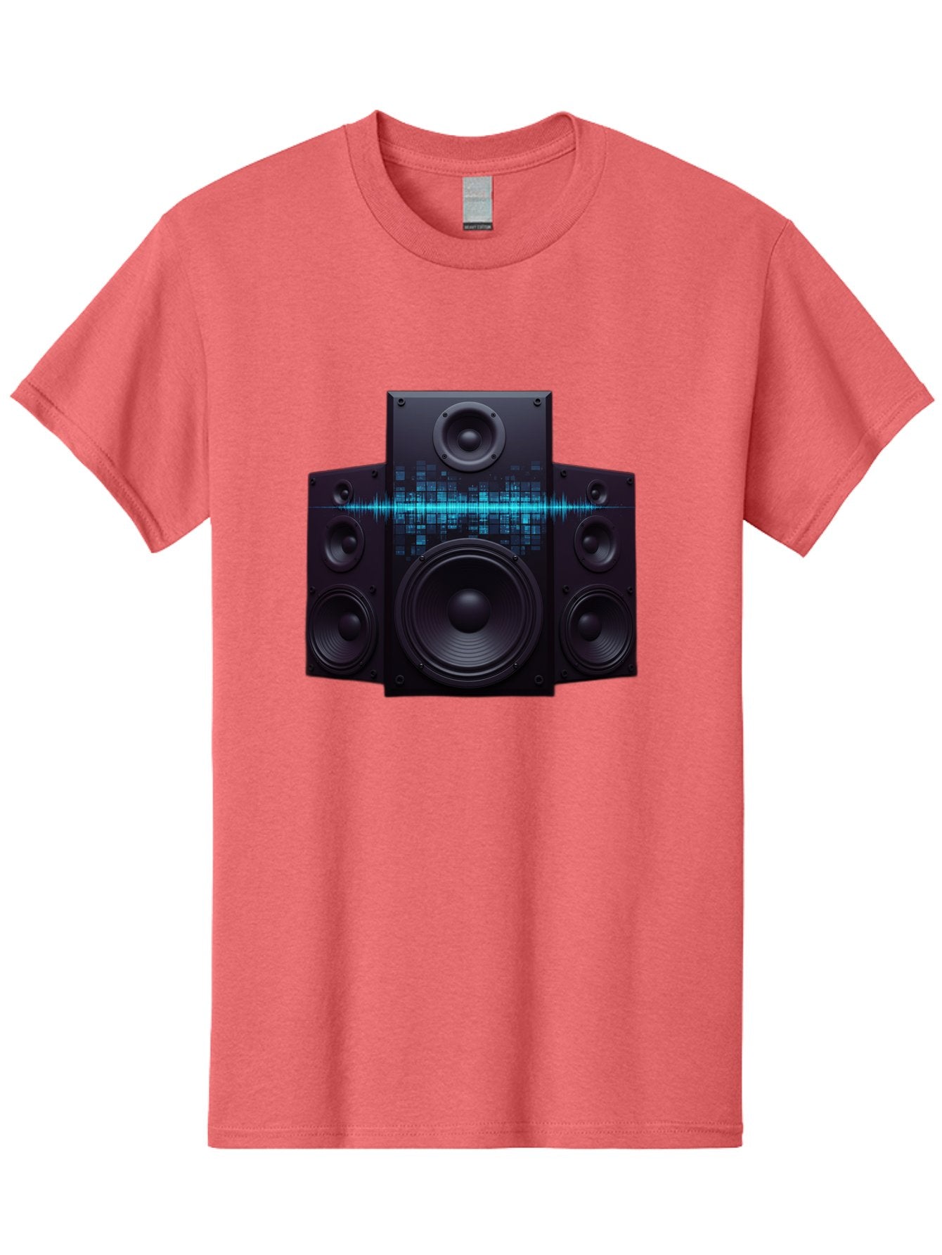 Surround-Sound-Speakers Men'S Graphic Tee, 100% Cotton, Comfortable Casual Summer Wear, Machine Washable, High-Quality Speakers, Home Audio System, Sound Wave, Audio Equipment, Music Speakers, Sound Technology, Audio Visual, Sound System Bad798