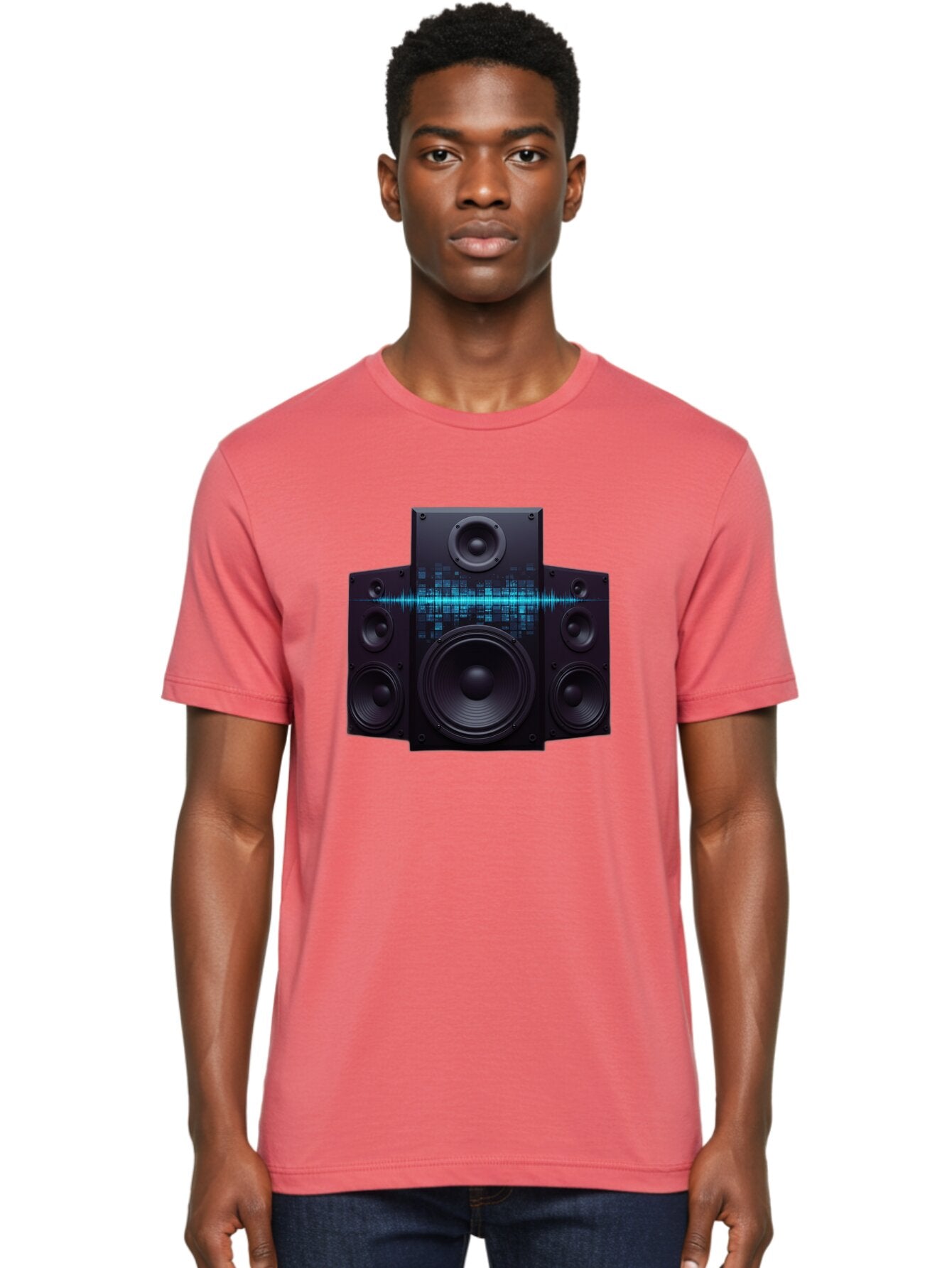 Surround-Sound-Speakers Men'S Graphic Tee, 100% Cotton, Comfortable Casual Summer Wear, Machine Washable, High-Quality Speakers, Home Audio System, Sound Wave, Audio Equipment, Music Speakers, Sound Technology, Audio Visual, Sound System Bad798 21
