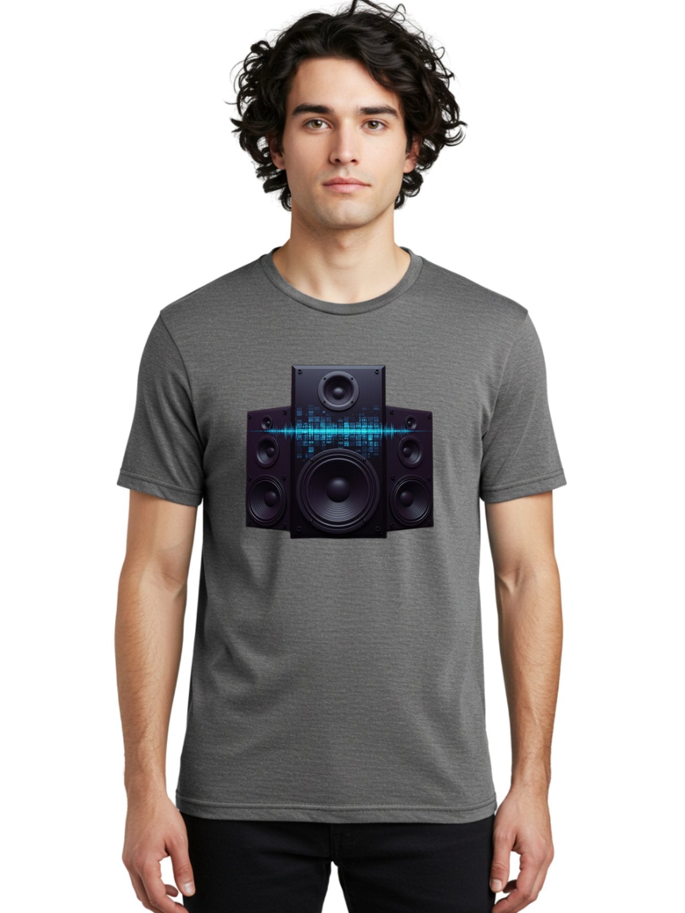 Surround-Sound-Speakers Men'S Graphic Tee, 100% Cotton, Comfortable Casual Summer Wear, Machine Washable, High-Quality Speakers, Home Audio System, Sound Wave, Audio Equipment, Music Speakers, Sound Technology, Audio Visual, Sound System Bad798 30