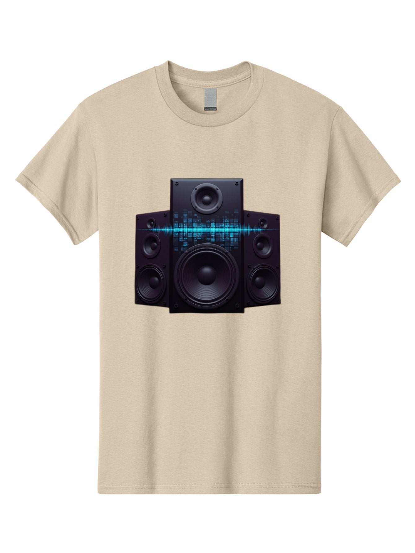 Surround-Sound-Speakers Men'S Graphic Tee, 100% Cotton, Comfortable Casual Summer Wear, Machine Washable, High-Quality Speakers, Home Audio System, Sound Wave, Audio Equipment, Music Speakers, Sound Technology, Audio Visual, Sound System Bad798 8
