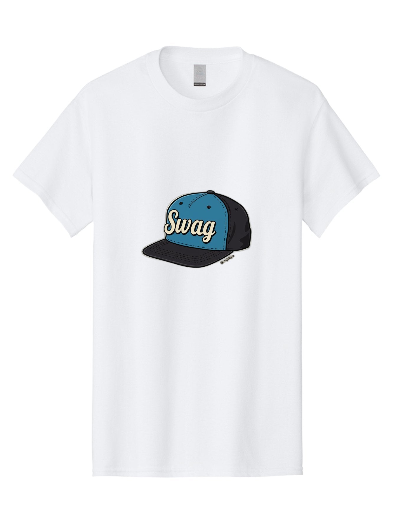 Swag-Baseball-Cap Men'S Graphic Tee, 100% Cotton, Comfortable Casual Summer Wear, Machine Washable, Baseball Cap, Swag Text, Blue And Black Hat, Trendy Accessory, Streetwear Fashion, Stylish Design, Cool Cap, Fashion Statement, Bad799 14