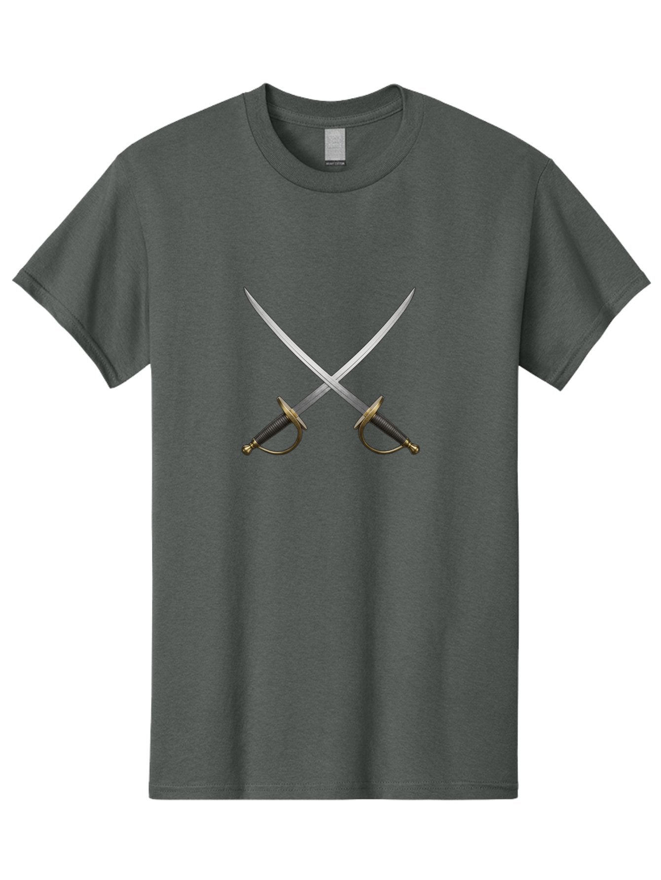 Swords Men'S Graphic Tee, 100% Cotton, Comfortable Casual Summer Wear, Machine Washable, Crossed Swords, Naval Swords, Sword Duel, Military Swords, Crossed Weapons, Fighting Blades, Naval Combat, Historical Swords, Pirate Swords, Bad800 4