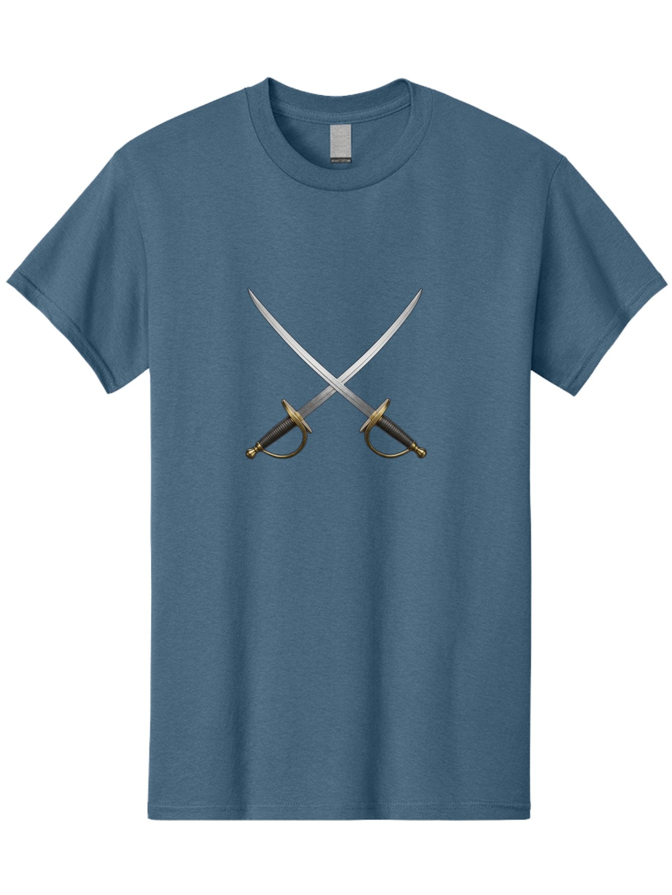 Swords Men'S Graphic Tee, 100% Cotton, Comfortable Casual Summer Wear, Machine Washable, Crossed Swords, Naval Swords, Sword Duel, Military Swords, Crossed Weapons, Fighting Blades, Naval Combat, Historical Swords, Pirate Swords, Bad800 7
