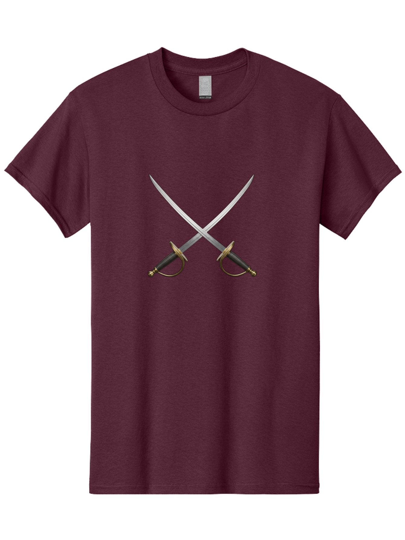 Swords Men'S Graphic Tee, 100% Cotton, Comfortable Casual Summer Wear, Machine Washable, Crossed Swords, Naval Swords, Sword Duel, Military Swords, Crossed Weapons, Fighting Blades, Naval Combat, Historical Swords, Pirate Swords, Bad800 11