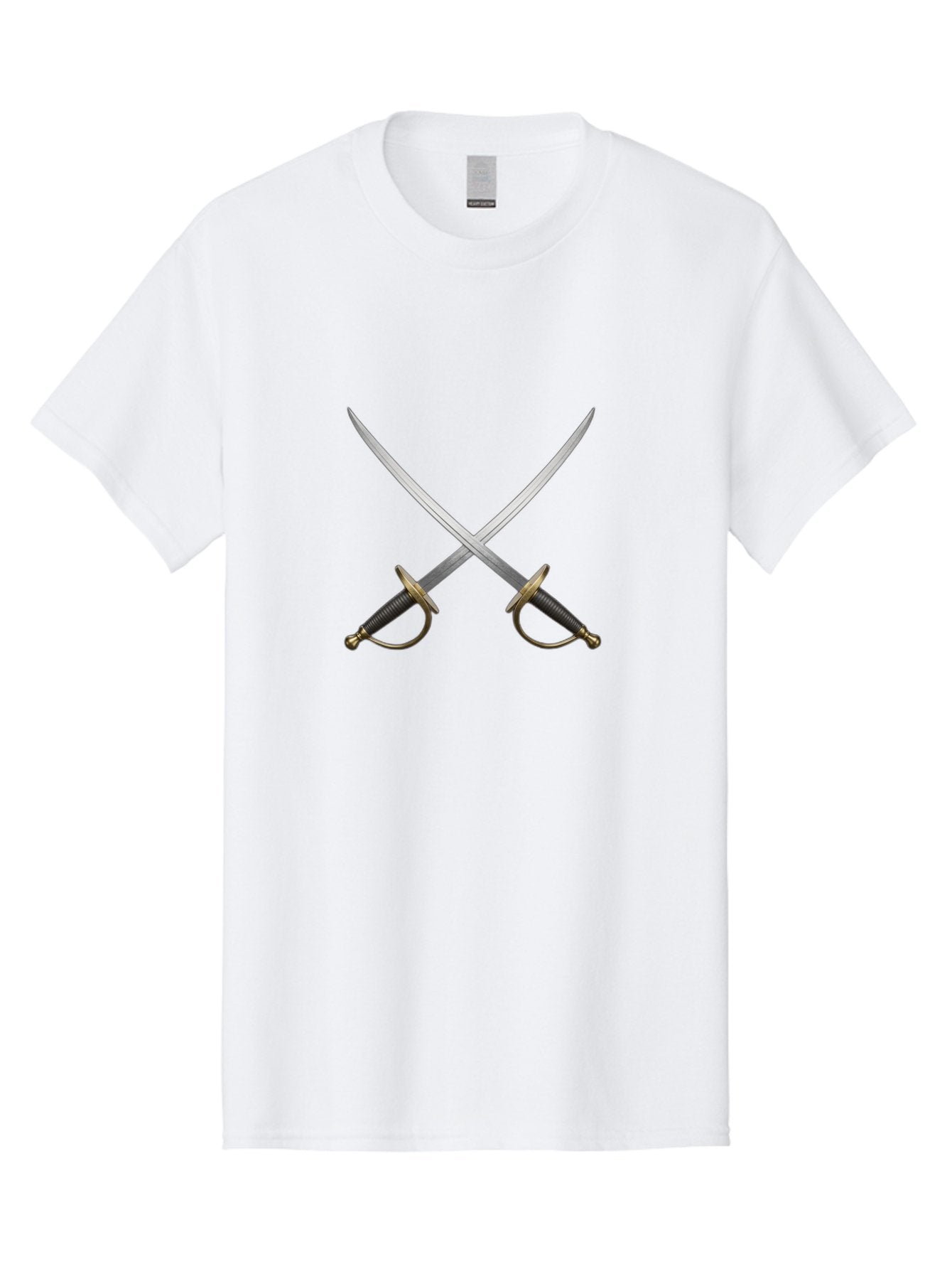 Swords Men'S Graphic Tee, 100% Cotton, Comfortable Casual Summer Wear, Machine Washable, Crossed Swords, Naval Swords, Sword Duel, Military Swords, Crossed Weapons, Fighting Blades, Naval Combat, Historical Swords, Pirate Swords, Bad800 15