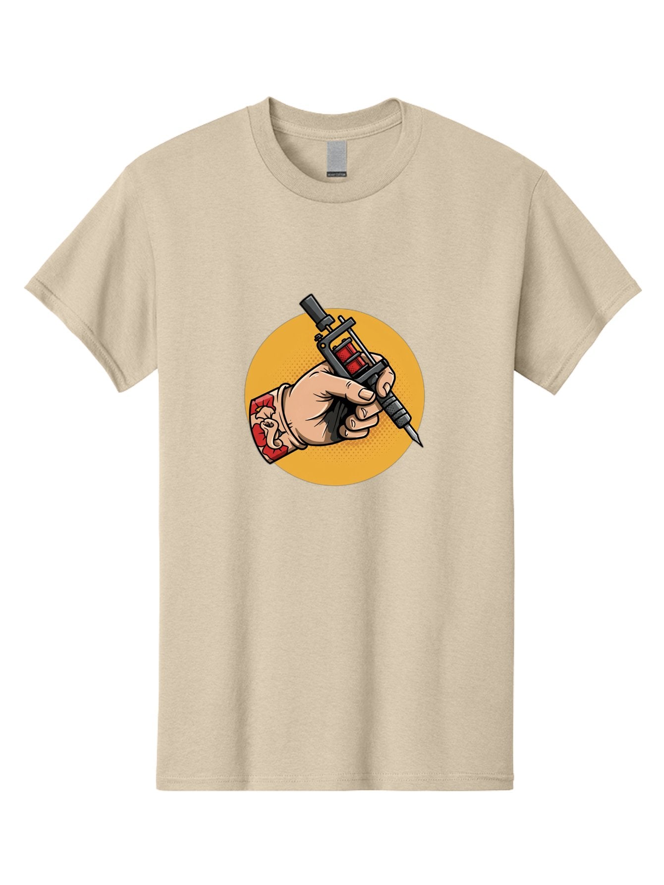 Tattoo-Machine-Hand Men'S Graphic Tee, 100% Cotton, Comfortable Casual Summer Wear, Machine Washable, Tattoo Machine, Tattooed Hand, Tattoo Art, Body Art, Inked Art, Tattoo Artist, Tattoo Culture, Artistry, Creativity Bad807 12