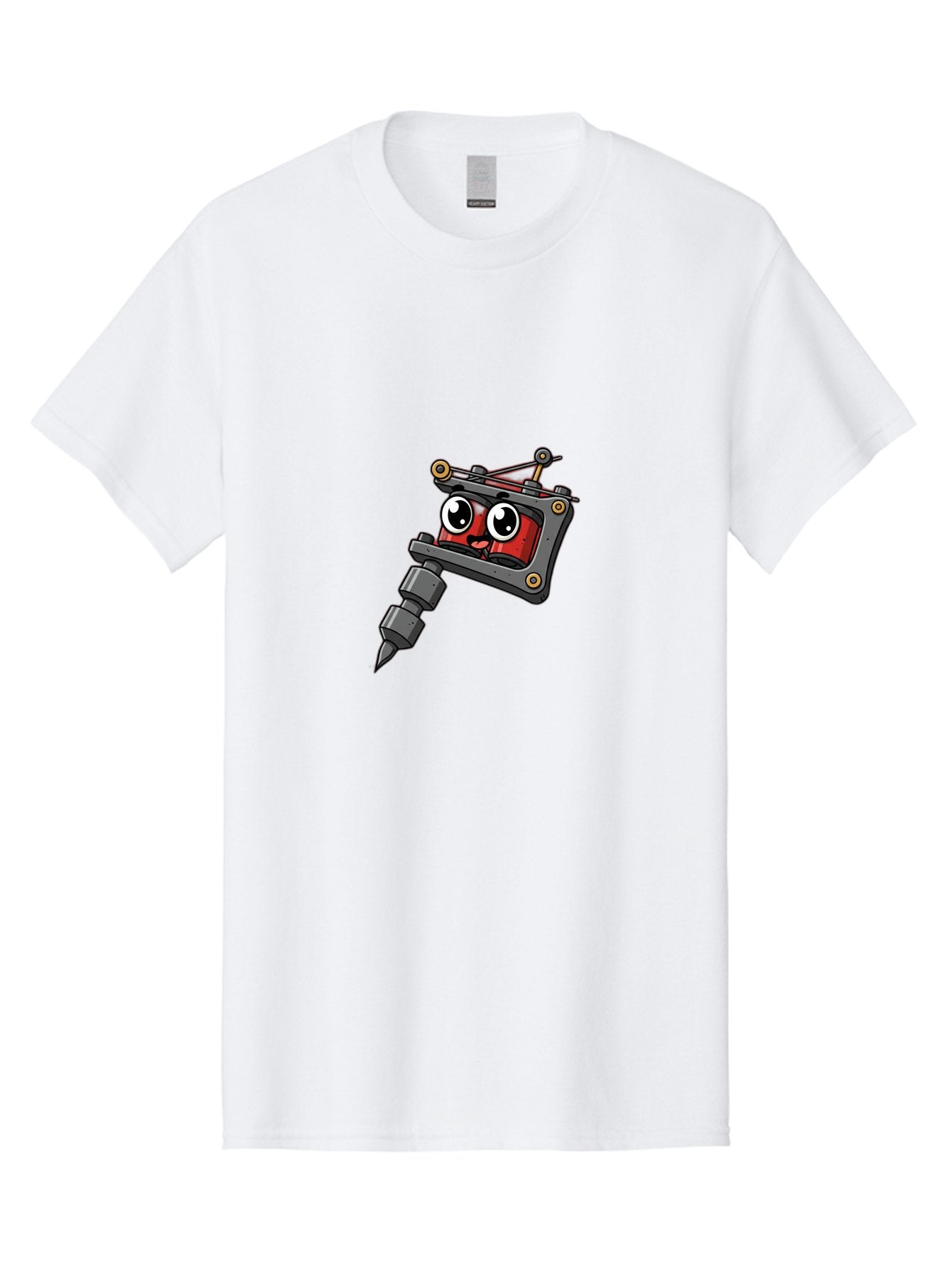 Tattoo-Machine Men'S Graphic Tee, 100% Cotton, Comfortable Casual Summer Wear, Machine Washable, Cartoon Tattoo Machine, Anthropomorphic Design, Kawaii Style, Tattoo Equipment, Mechanical Art, Body Art, Tattoo Culture, Ink Art, Bad812 12