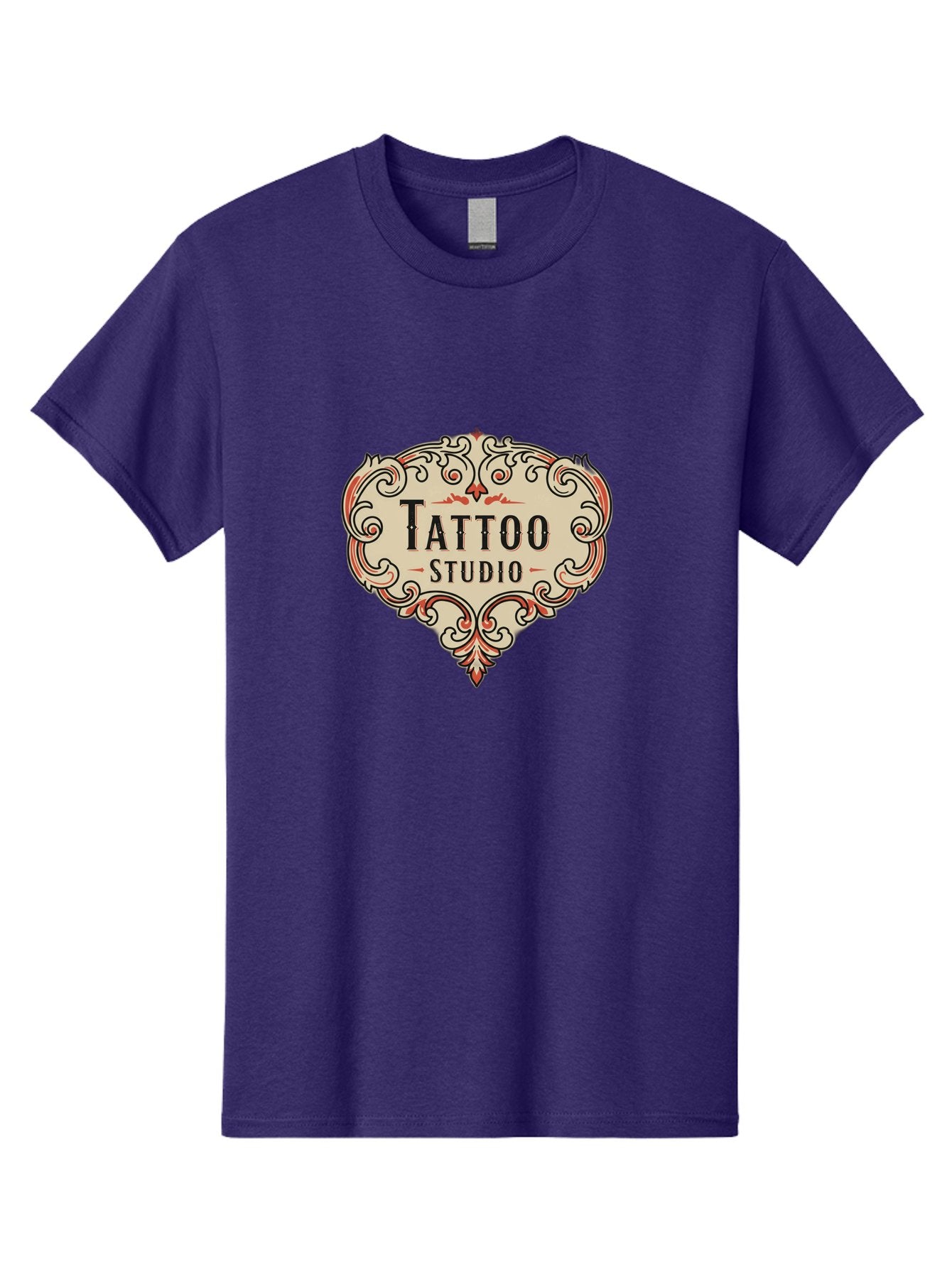 Tattoo-Studio-3 Men'S Graphic Tee, 100% Cotton, Comfortable Casual Summer Wear, Machine Washable, Tattoo Studio, Vintage Logo, Ornate Design, Red And Black Filigree, Body Art, Ink, Tattoo Parlor, Classic Style, Ornamental Art Bad817 7
