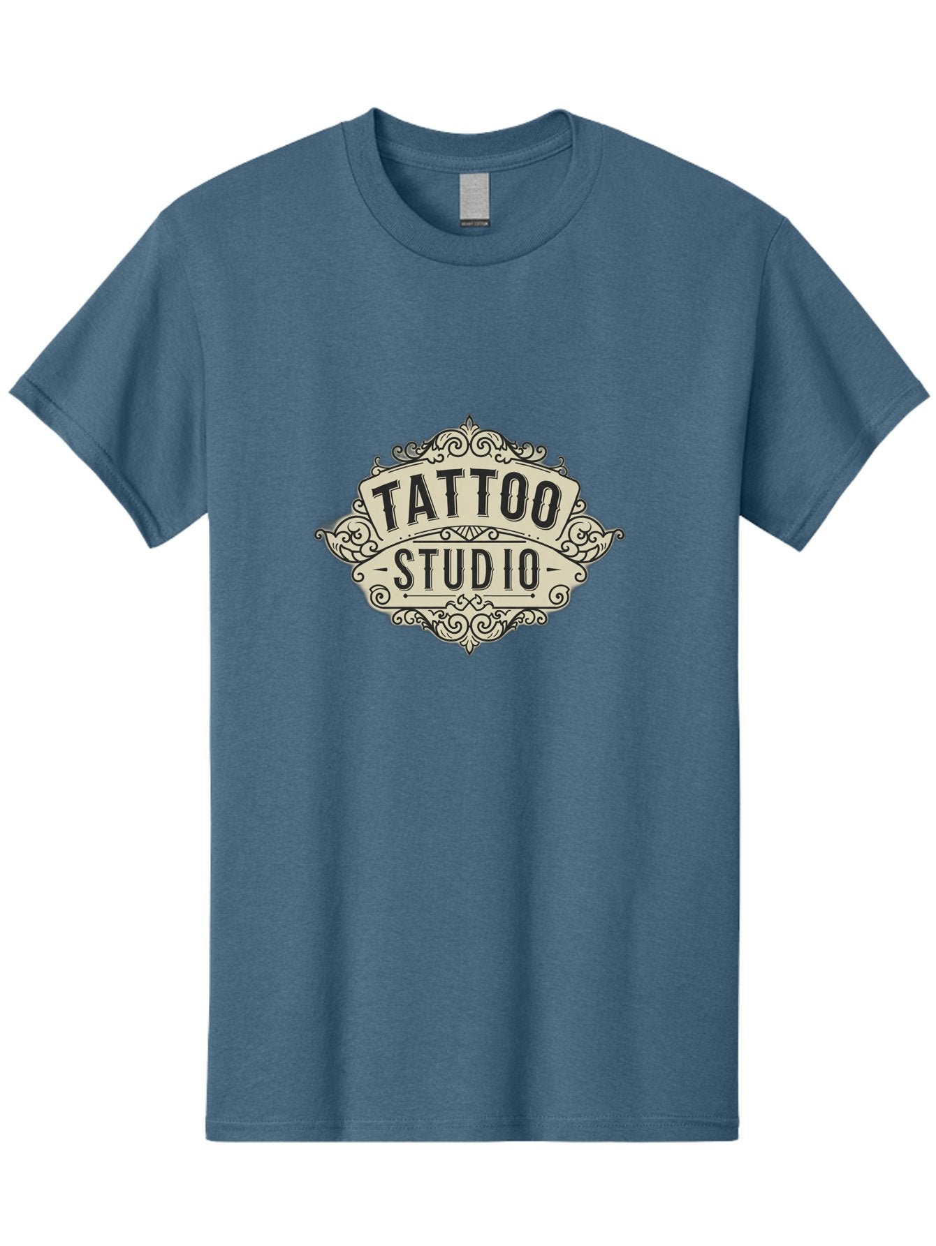 Tattoo-Studio-4 Men'S Graphic Tee, 100% Cotton, Comfortable Casual Summer Wear, Machine Washable, Tattoo Studio, Vintage Logo, Ornate Design, Black And White, Tattoo Art, Body Art, Tattoo Parlor, Ink Studio Bad818