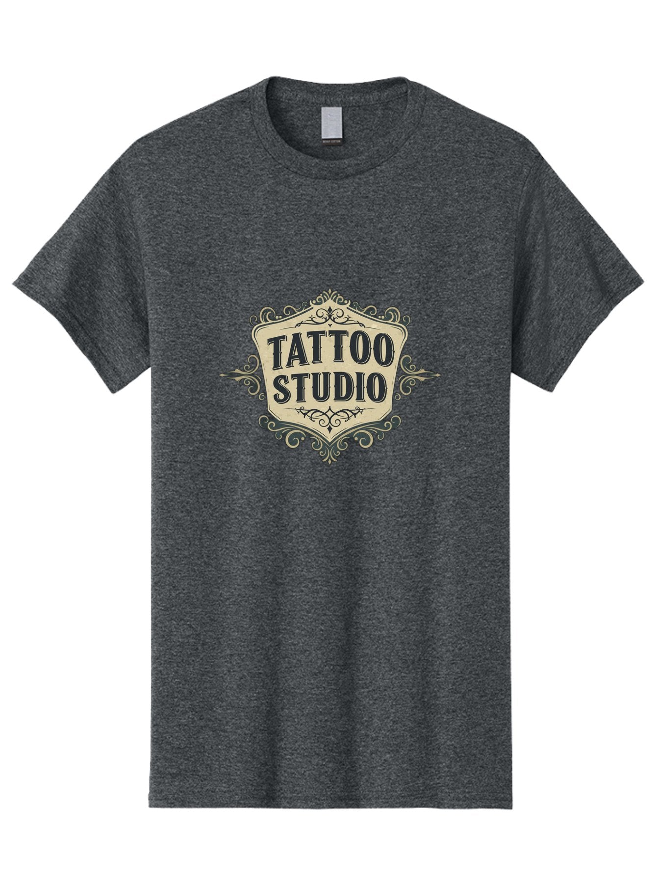 Tattoo-Studio-5 Men'S Graphic Tee, 100% Cotton, Comfortable Casual Summer Wear, Machine Washable, Tattoo Studio, Tattoo Art, Body Art, Ink Designs, Tattoo Parlor, Custom Tattoos, Intricate Details, Ornate Frames, Vintage Style Bad819 3