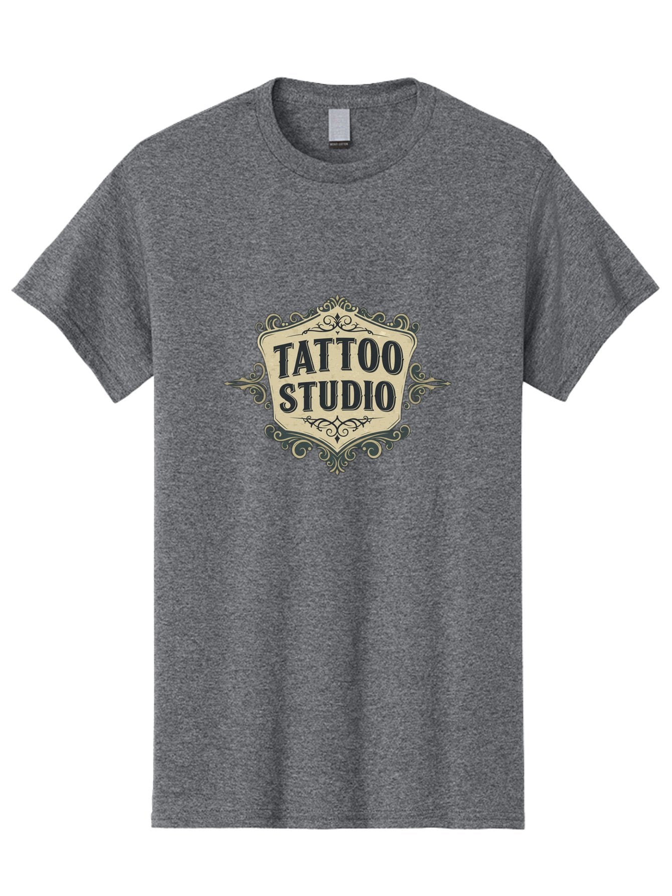 Tattoo-Studio-5 Men'S Graphic Tee, 100% Cotton, Comfortable Casual Summer Wear, Machine Washable, Tattoo Studio, Tattoo Art, Body Art, Ink Designs, Tattoo Parlor, Custom Tattoos, Intricate Details, Ornate Frames, Vintage Style Bad819