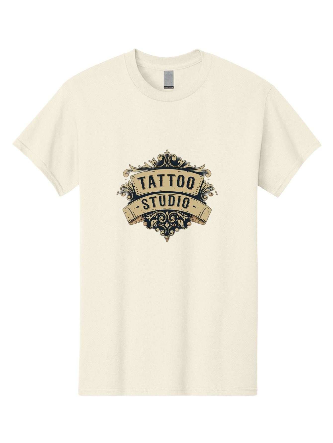 Tattoo-Studio-6 Men'S Graphic Tee, 100% Cotton, Comfortable Casual Summer Wear, Machine Washable, Tattoo Studio Logo, Vintage Design, Ornate Elements, Banner Style, Tattoo Art, Body Art, Tattoo Parlor, Decorative Flourish, Unique Typography, Bad820 9