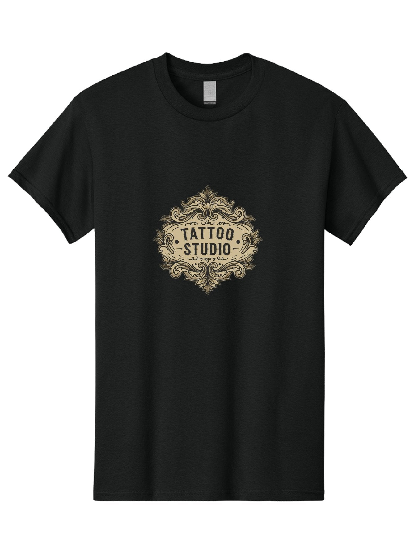 Tattoo-Studio-7 Men'S Graphic Tee, 100% Cotton, Comfortable Casual Summer Wear, Machine Washable, Tattoo Studio Logo, Vintage Design, Ornate Graphics, Classic Typography, Body Art, Tattoo Parlor, Intricate Details, Tattoo Artists Bad821