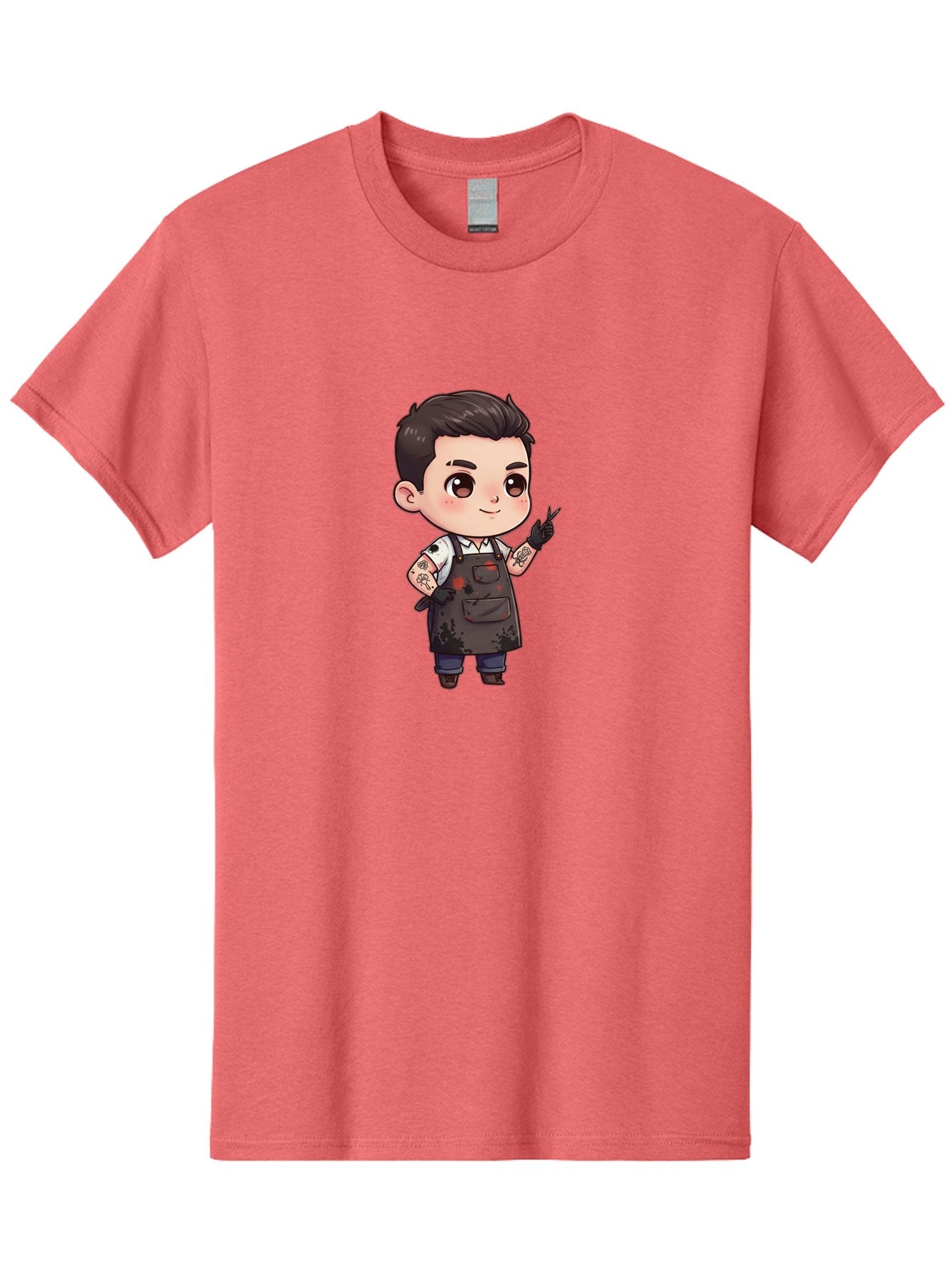 Tattooed-Barber-Boy Men'S Graphic Tee, 100% Cotton, Comfortable Casual Summer Wear, Machine Washable, Barber Character, Tattooed Arms, Cool Barber, Haircut Illustration, Stylish Hairdresser, Cartoon Barber, Trendy Tattoo Art, Grooming Expert Bad823 9