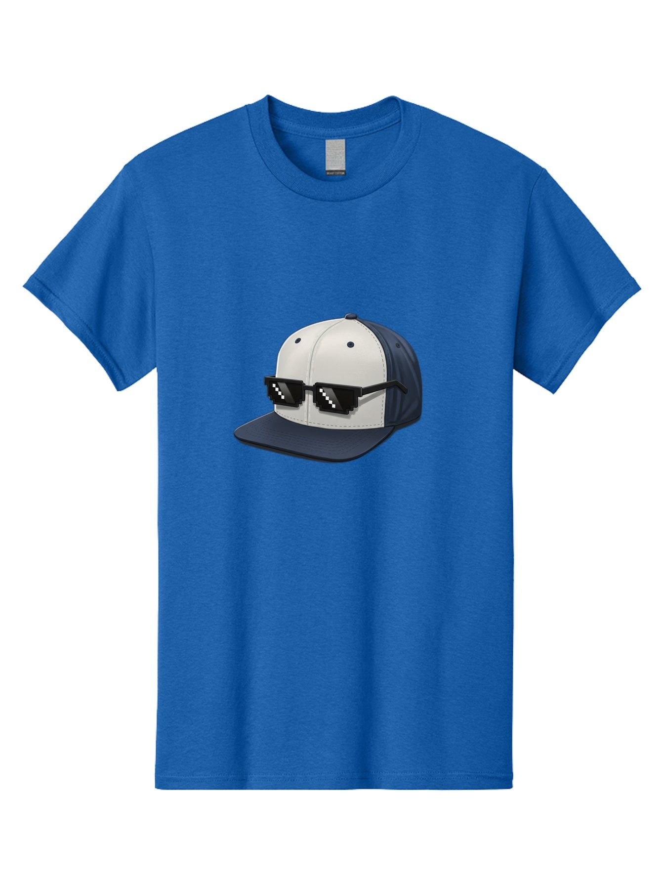 Thug-Life-Cap Men'S Graphic Tee, 100% Cotton, Comfortable Casual Summer Wear, Machine Washable, Baseball Cap, Thug Life, Pixelated Sunglasses, Trendy Fashion, Streetwear Style, Cool Accessories, Urban Clothing, Casual Wear, Modern Design, Bad839
