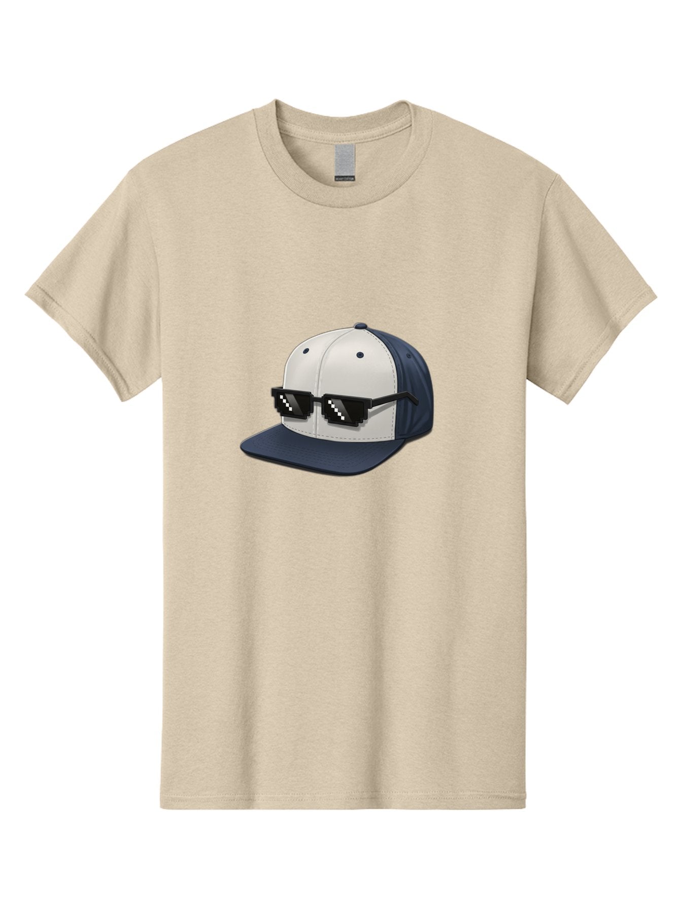 Thug-Life-Cap Men'S Graphic Tee, 100% Cotton, Comfortable Casual Summer Wear, Machine Washable, Baseball Cap, Thug Life, Pixelated Sunglasses, Trendy Fashion, Streetwear Style, Cool Accessories, Urban Clothing, Casual Wear, Modern Design, Bad839 13