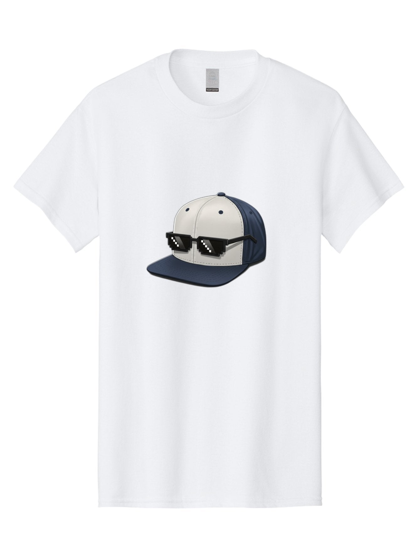 Thug-Life-Cap Men'S Graphic Tee, 100% Cotton, Comfortable Casual Summer Wear, Machine Washable, Baseball Cap, Thug Life, Pixelated Sunglasses, Trendy Fashion, Streetwear Style, Cool Accessories, Urban Clothing, Casual Wear, Modern Design, Bad839 3