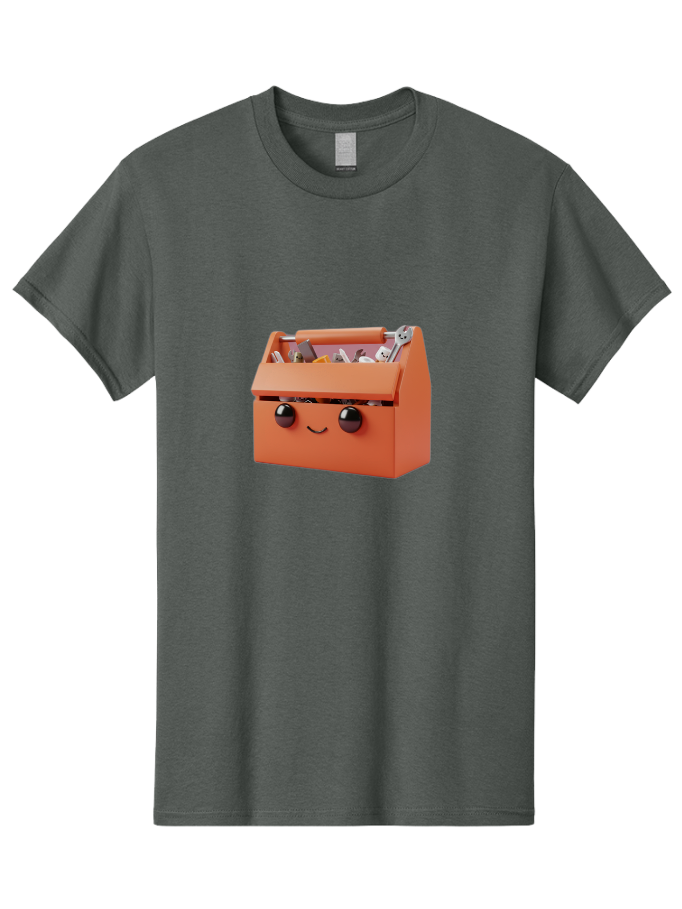 Toolbox-1 Men'S Graphic Tee, 100% Cotton, Comfortable Casual Summer Wear, Machine Washable, Orange Toolbox, Cartoonish Face, Smiling Eyes, Black Pupils, 3D Rendering, Creative Design, Funny, Quirky, Toolbox, Metal Wrenches, Various Tools Bad847 8