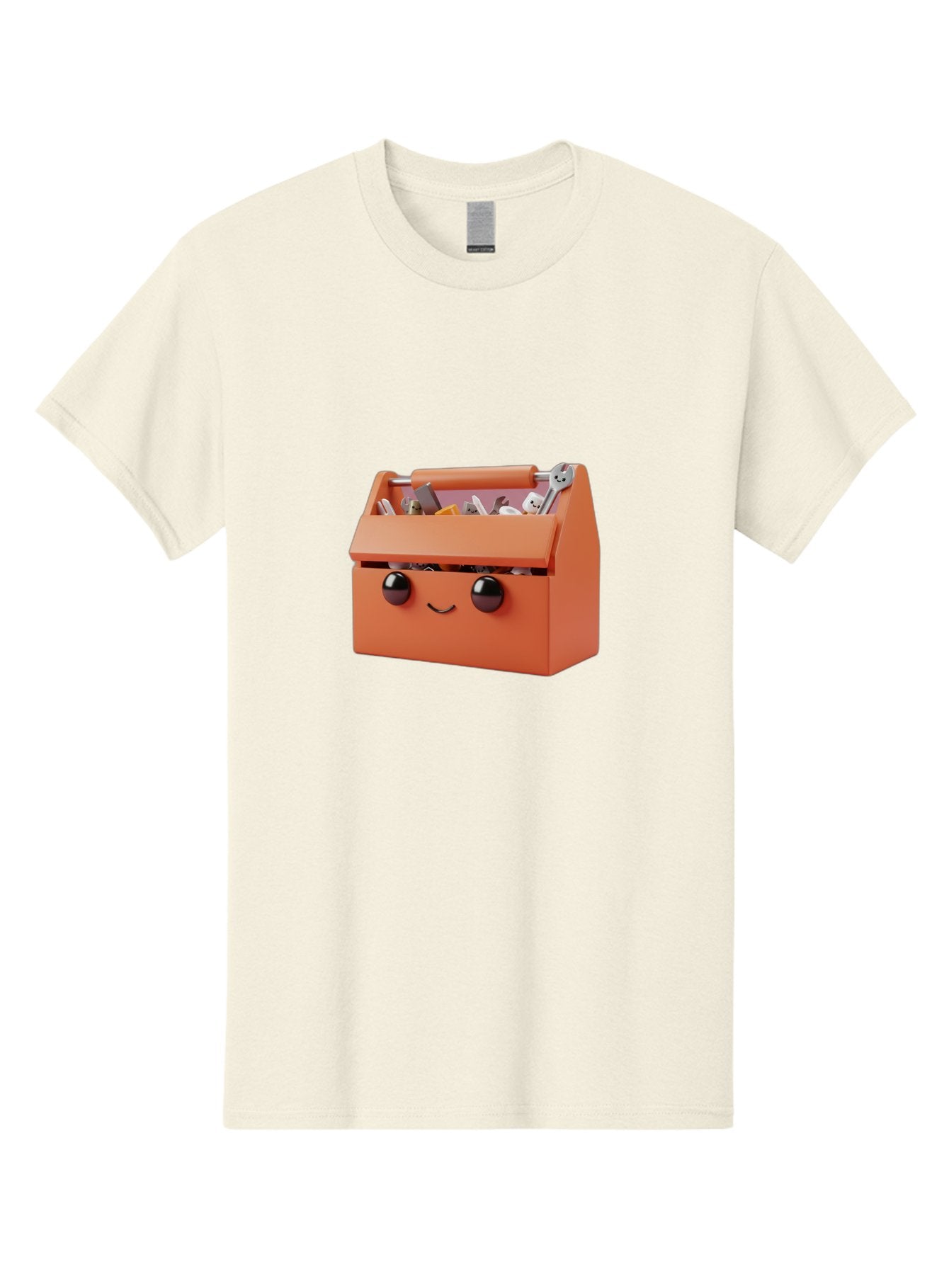 Toolbox-1 Men'S Graphic Tee, 100% Cotton, Comfortable Casual Summer Wear, Machine Washable, Orange Toolbox, Cartoonish Face, Smiling Eyes, Black Pupils, 3D Rendering, Creative Design, Funny, Quirky, Toolbox, Metal Wrenches, Various Tools Bad847 11