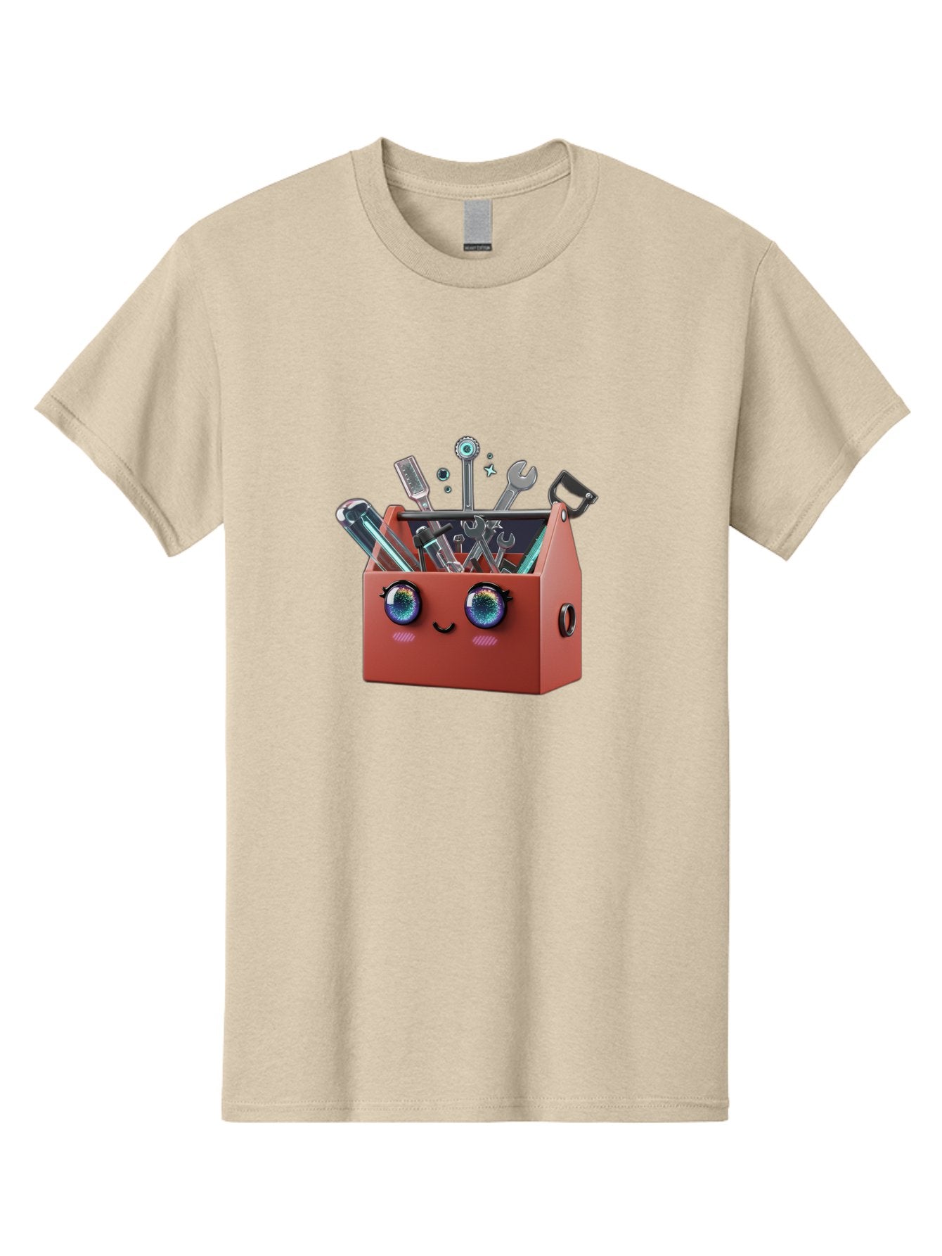 Toolbox-2 Men'S Graphic Tee, 100% Cotton, Comfortable Casual Summer Wear, Machine Washable, Tool Box With Face, Cartoon Tool Box, Toolbox With Tools, Wrenches And Screwdrivers, Diy, Handyman, Repair, Maintenance, Colorful Eyes Bad848