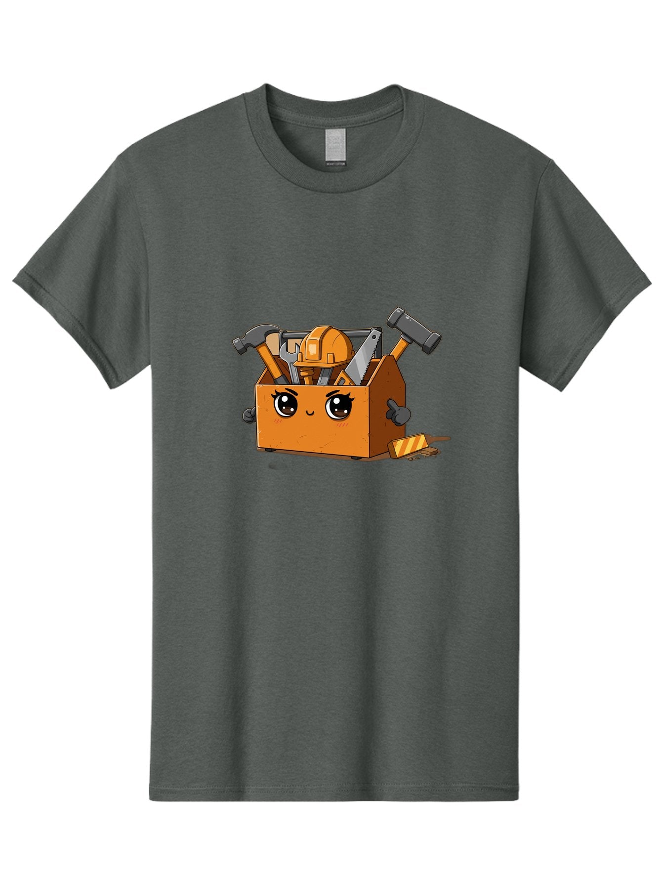 Toolbox-3 Men'S Graphic Tee, 100% Cotton, Comfortable Casual Summer Wear, Machine Washable, Toolbox With Tools, Cartoon Style, Adorable Character, Hammer, Saw, Wrench, Hard Hat, Diy, Handyman, Construction Equipment, Cartoon Character Bad849 6