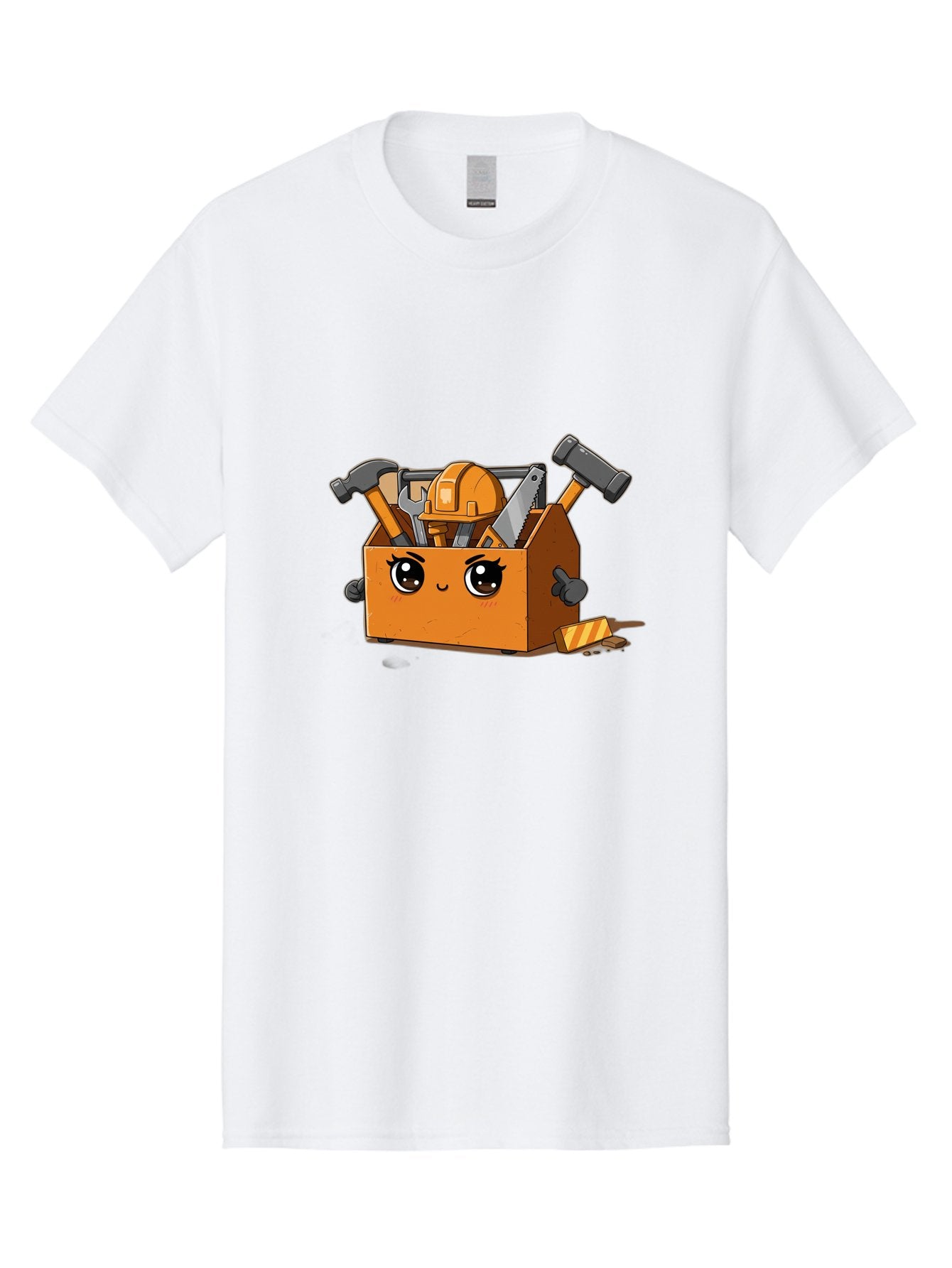 Toolbox-3 Men'S Graphic Tee, 100% Cotton, Comfortable Casual Summer Wear, Machine Washable, Toolbox With Tools, Cartoon Style, Adorable Character, Hammer, Saw, Wrench, Hard Hat, Diy, Handyman, Construction Equipment, Cartoon Character Bad849 8