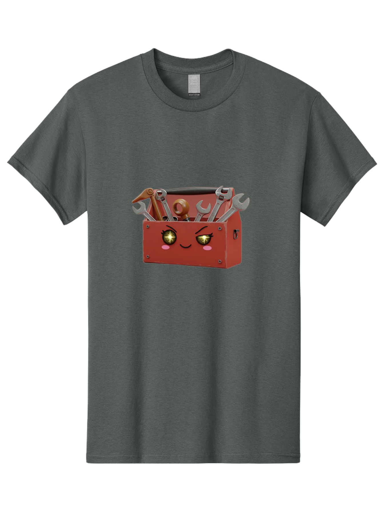 Toolbox-With-Wrenches-And-Pliers Men'S Graphic Tee, 100% Cotton, Comfortable Casual Summer Wear, Machine Washable, Cartoon Toolbox, Winking Face, Kawaii Style, Tools Inside, Wrenches, Spanner, Pliers, Repair Equipment, Diy, Mechanic, Handyman, Bad850 8