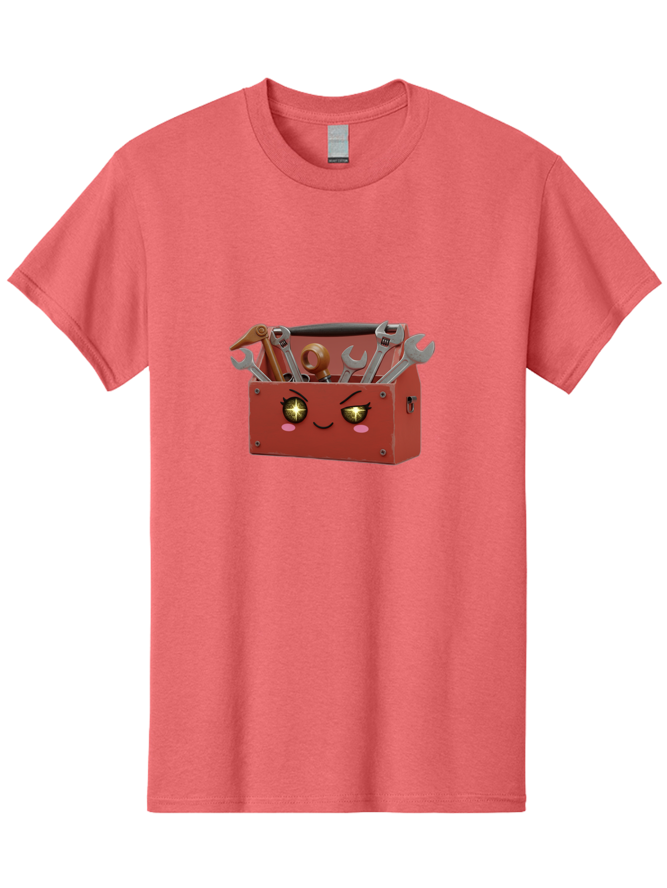 Toolbox-With-Wrenches-And-Pliers Men'S Graphic Tee, 100% Cotton, Comfortable Casual Summer Wear, Machine Washable, Cartoon Toolbox, Winking Face, Kawaii Style, Tools Inside, Wrenches, Spanner, Pliers, Repair Equipment, Diy, Mechanic, Handyman, Bad850 4