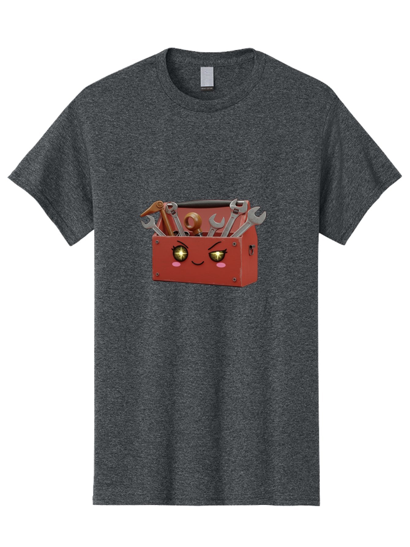 Toolbox-With-Wrenches-And-Pliers Men'S Graphic Tee, 100% Cotton, Comfortable Casual Summer Wear, Machine Washable, Cartoon Toolbox, Winking Face, Kawaii Style, Tools Inside, Wrenches, Spanner, Pliers, Repair Equipment, Diy, Mechanic, Handyman, Bad850 10