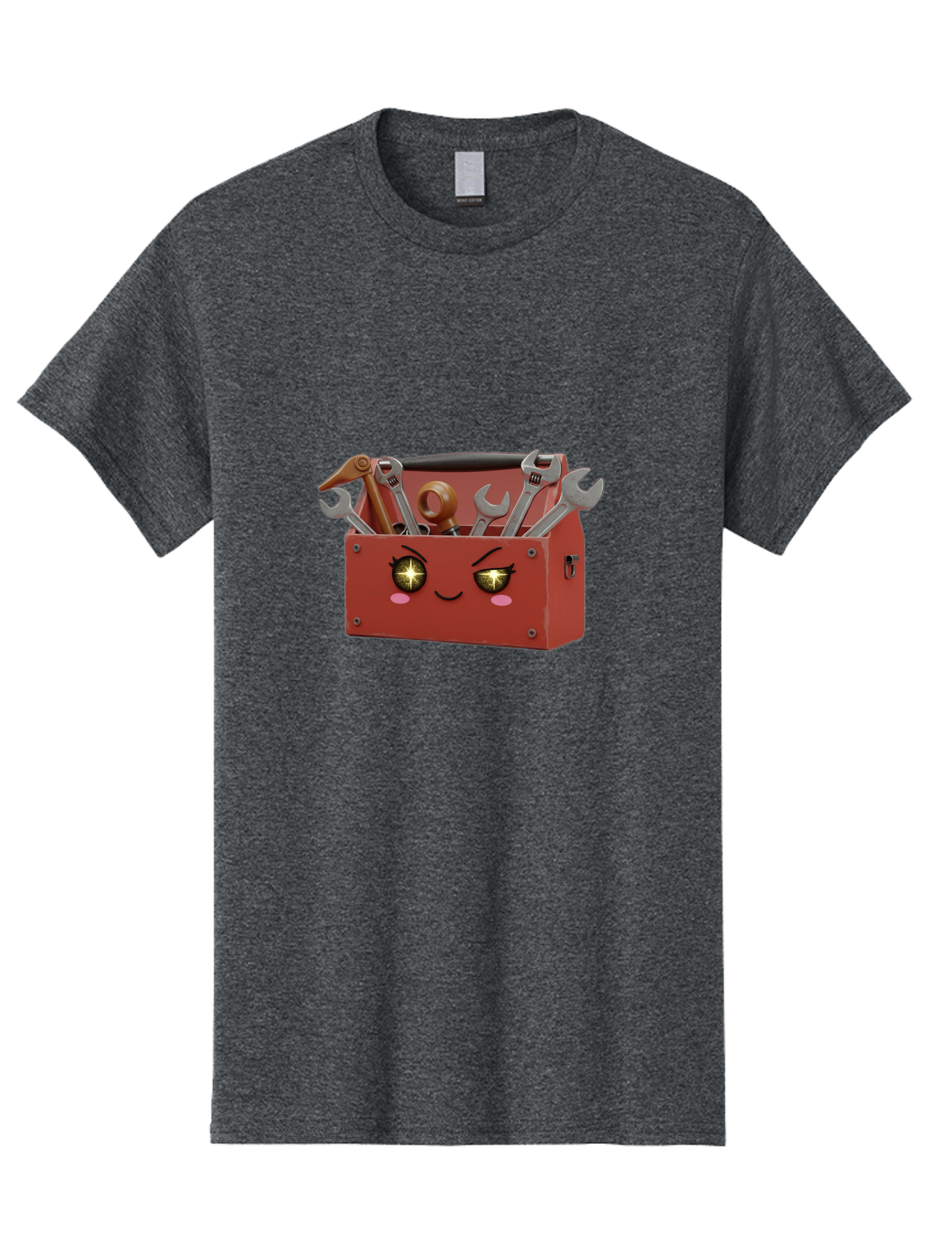 Toolbox-With-Wrenches-And-Pliers Men'S Graphic Tee, 100% Cotton, Comfortable Casual Summer Wear, Machine Washable, Cartoon Toolbox, Winking Face, Kawaii Style, Tools Inside, Wrenches, Spanner, Pliers, Repair Equipment, Diy, Mechanic, Handyman, Bad850 14