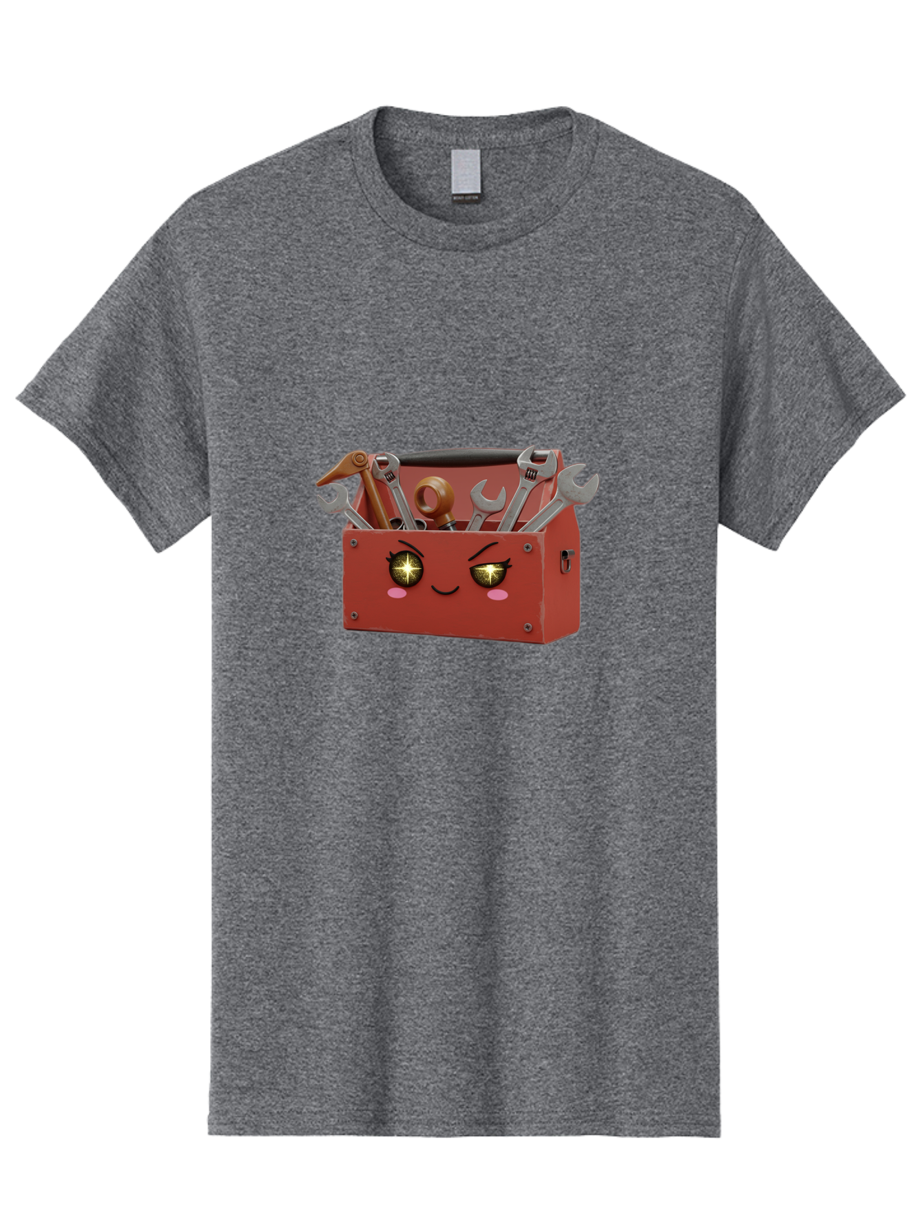 Toolbox-With-Wrenches-And-Pliers Men'S Graphic Tee, 100% Cotton, Comfortable Casual Summer Wear, Machine Washable, Cartoon Toolbox, Winking Face, Kawaii Style, Tools Inside, Wrenches, Spanner, Pliers, Repair Equipment, Diy, Mechanic, Handyman, Bad850 15