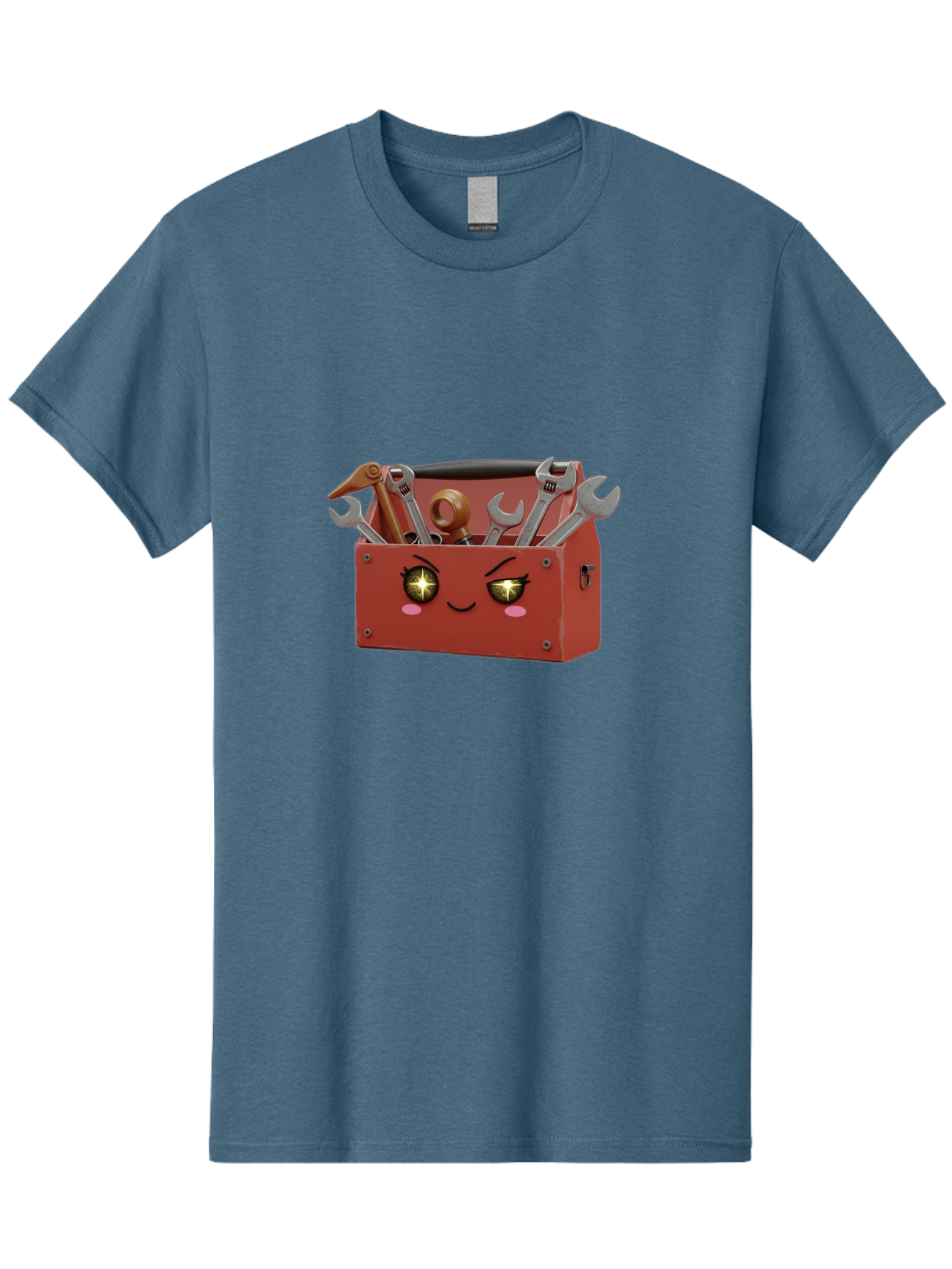 Toolbox-With-Wrenches-And-Pliers Men'S Graphic Tee, 100% Cotton, Comfortable Casual Summer Wear, Machine Washable, Cartoon Toolbox, Winking Face, Kawaii Style, Tools Inside, Wrenches, Spanner, Pliers, Repair Equipment, Diy, Mechanic, Handyman, Bad850 7