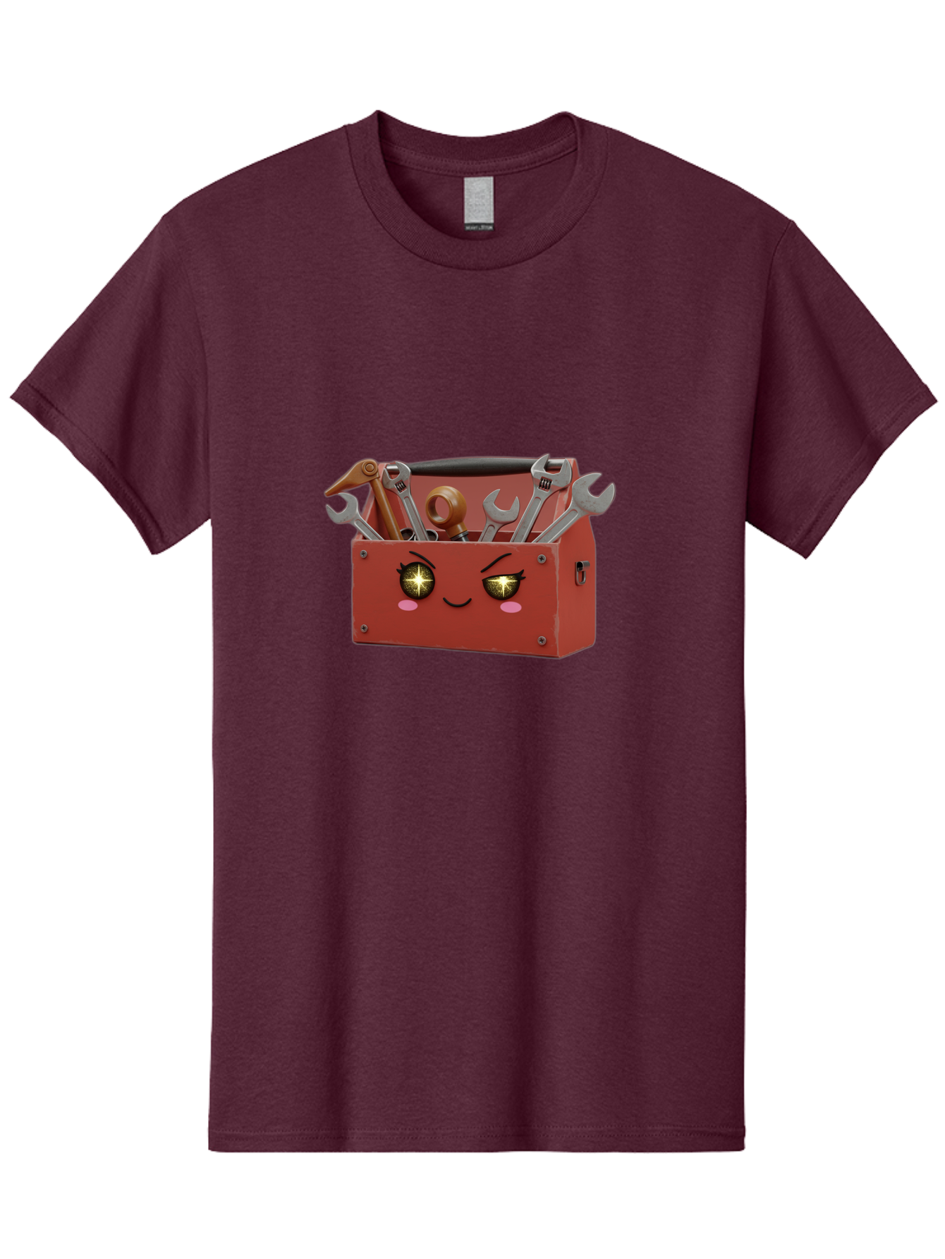 Toolbox-With-Wrenches-And-Pliers Men'S Graphic Tee, 100% Cotton, Comfortable Casual Summer Wear, Machine Washable, Cartoon Toolbox, Winking Face, Kawaii Style, Tools Inside, Wrenches, Spanner, Pliers, Repair Equipment, Diy, Mechanic, Handyman, Bad850 13