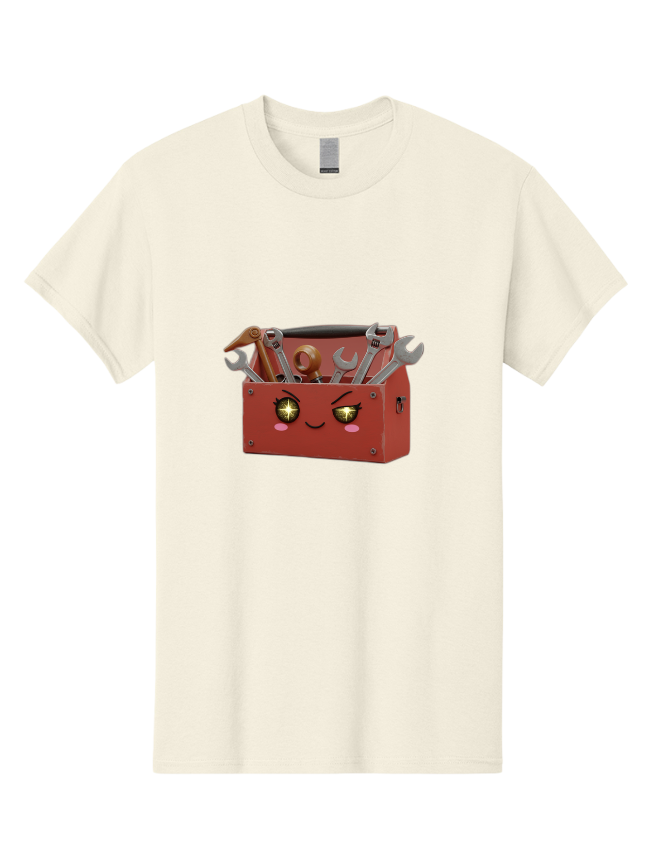 Toolbox-With-Wrenches-And-Pliers Men'S Graphic Tee, 100% Cotton, Comfortable Casual Summer Wear, Machine Washable, Cartoon Toolbox, Winking Face, Kawaii Style, Tools Inside, Wrenches, Spanner, Pliers, Repair Equipment, Diy, Mechanic, Handyman, Bad850 10
