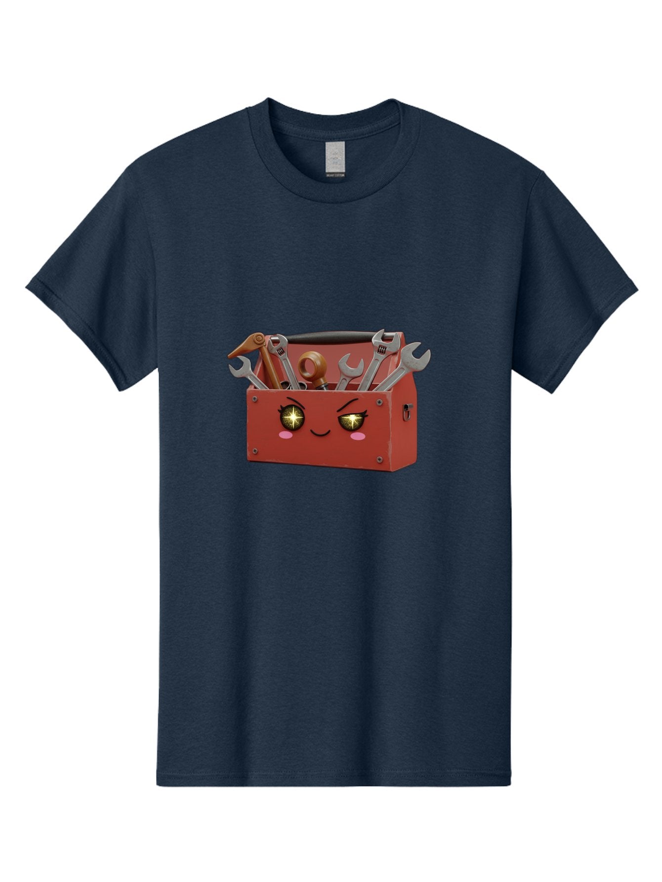 Toolbox-With-Wrenches-And-Pliers Men'S Graphic Tee, 100% Cotton, Comfortable Casual Summer Wear, Machine Washable, Cartoon Toolbox, Winking Face, Kawaii Style, Tools Inside, Wrenches, Spanner, Pliers, Repair Equipment, Diy, Mechanic, Handyman, Bad850 15