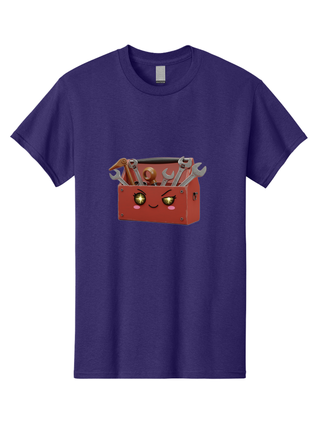 Toolbox-With-Wrenches-And-Pliers Men'S Graphic Tee, 100% Cotton, Comfortable Casual Summer Wear, Machine Washable, Cartoon Toolbox, Winking Face, Kawaii Style, Tools Inside, Wrenches, Spanner, Pliers, Repair Equipment, Diy, Mechanic, Handyman, Bad850 5