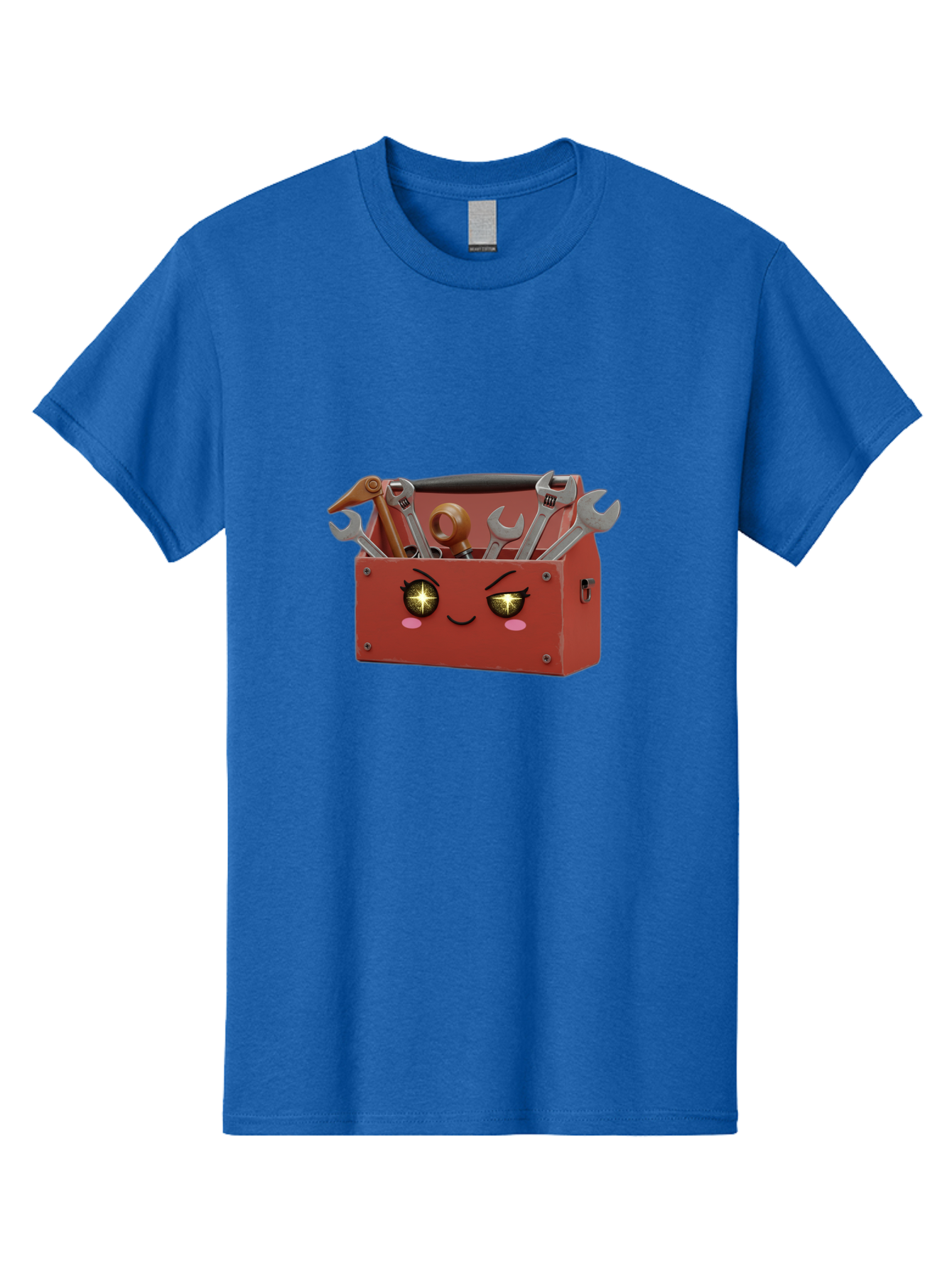 Toolbox-With-Wrenches-And-Pliers Men'S Graphic Tee, 100% Cotton, Comfortable Casual Summer Wear, Machine Washable, Cartoon Toolbox, Winking Face, Kawaii Style, Tools Inside, Wrenches, Spanner, Pliers, Repair Equipment, Diy, Mechanic, Handyman, Bad850 6