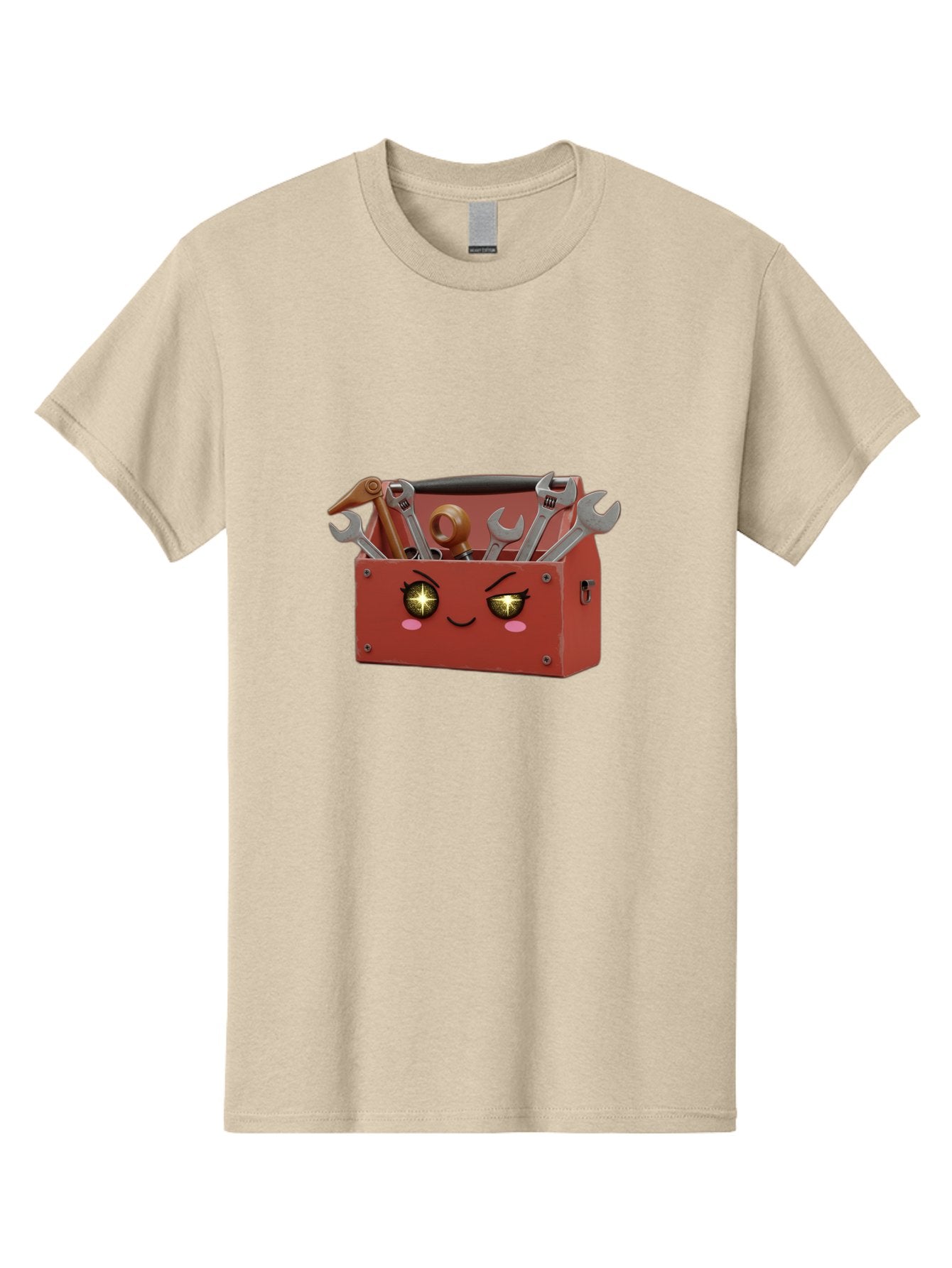 Toolbox-With-Wrenches-And-Pliers Men'S Graphic Tee, 100% Cotton, Comfortable Casual Summer Wear, Machine Washable, Cartoon Toolbox, Winking Face, Kawaii Style, Tools Inside, Wrenches, Spanner, Pliers, Repair Equipment, Diy, Mechanic, Handyman, Bad850 14