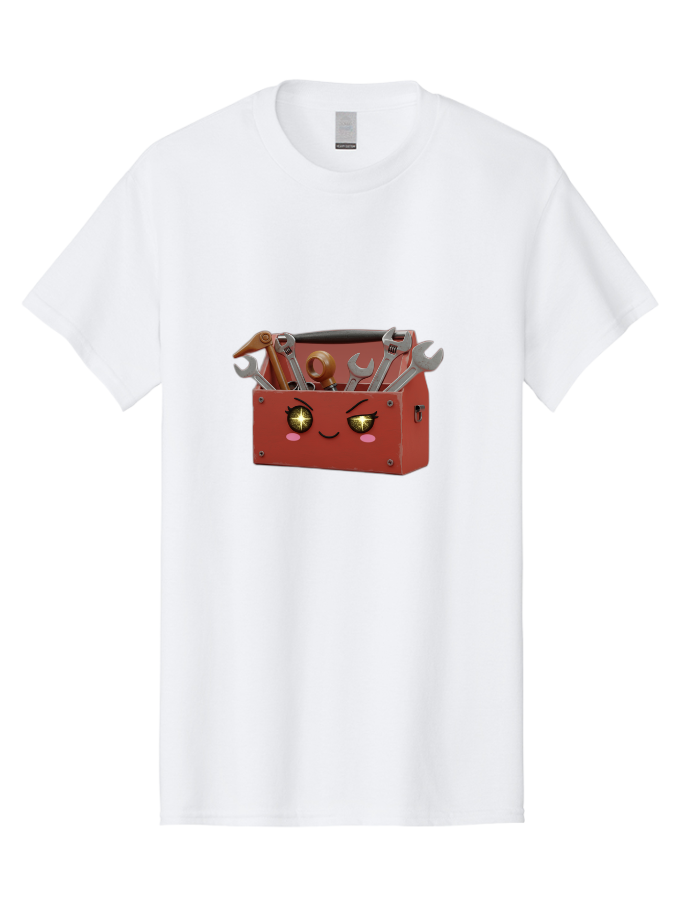 Toolbox-With-Wrenches-And-Pliers Men'S Graphic Tee, 100% Cotton, Comfortable Casual Summer Wear, Machine Washable, Cartoon Toolbox, Winking Face, Kawaii Style, Tools Inside, Wrenches, Spanner, Pliers, Repair Equipment, Diy, Mechanic, Handyman, Bad850 12