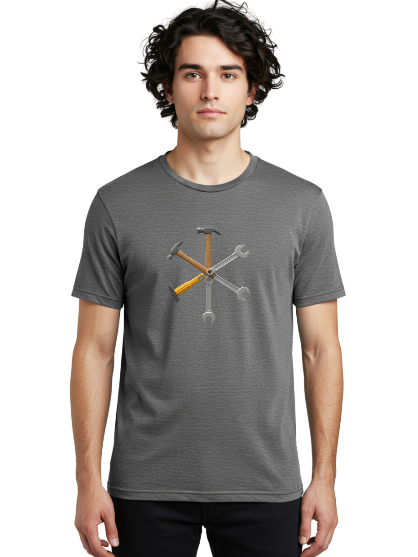 Tools Men'S Graphic Tee, 100% Cotton, Comfortable Casual Summer Wear, Machine Washable, Hammer, Screwdriver, Wrenches, Diy Tools, Hand Tools, Hardware, Toolset, Carpentry Tools, Construction Equipment, Repair Tools Bad853 18