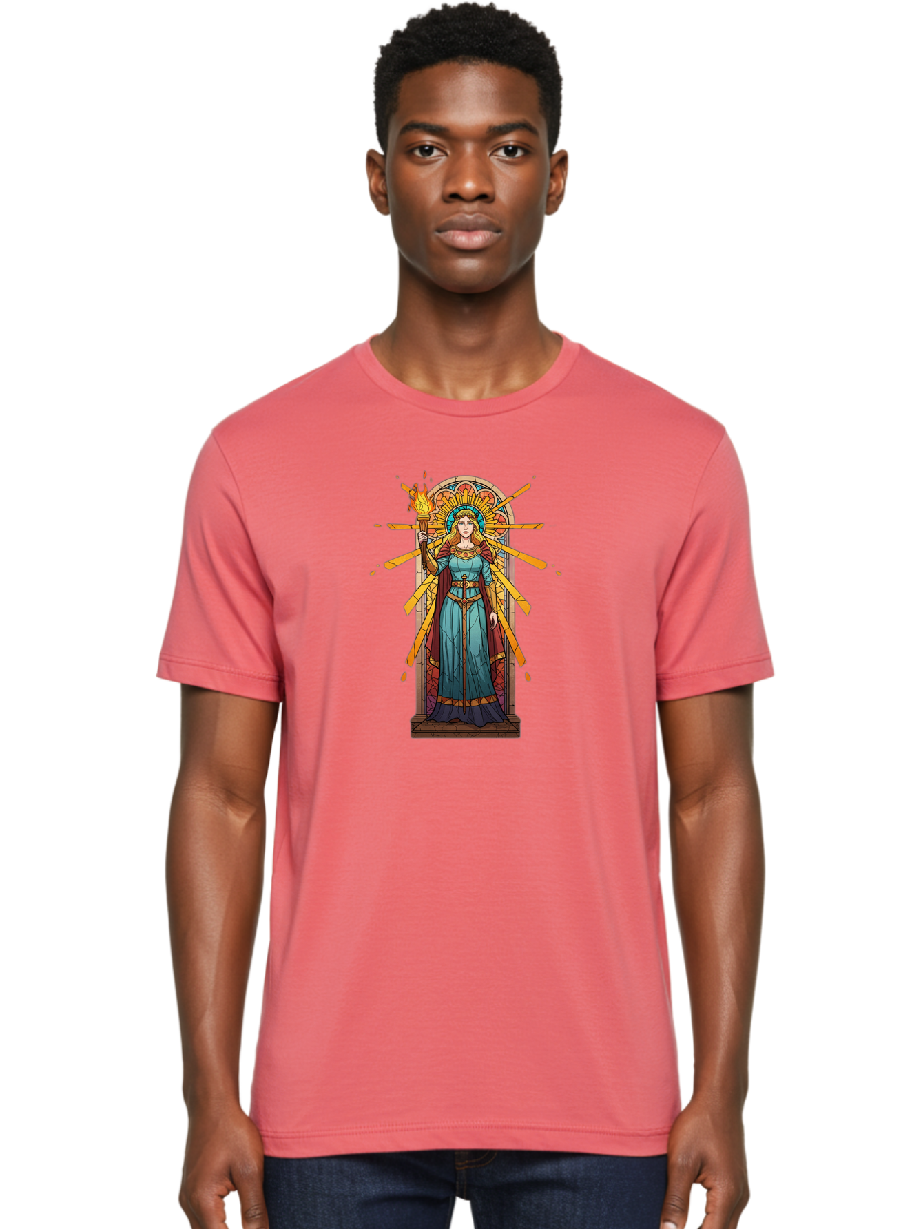 Torch-Lady Men'S Graphic Tee, 100% Cotton, Comfortable Casual Summer Wear, Machine Washable, Statue Of Liberty, Freedom Symbol, Torch Bearer, Stained Glass Art, Vintage Illustration, Liberty Personified, Woman With Torch Bad854 21