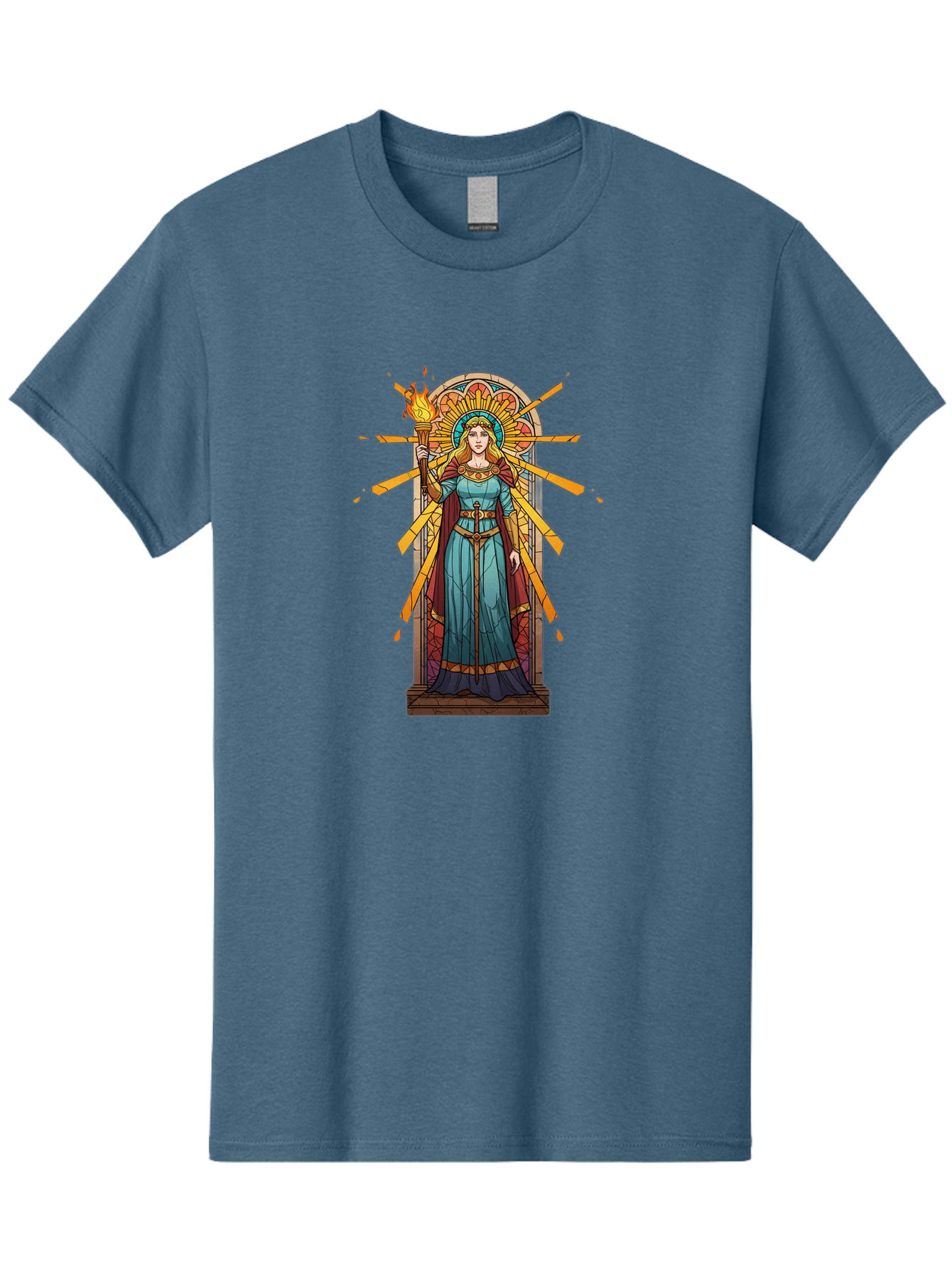 Torch-Lady Men'S Graphic Tee, 100% Cotton, Comfortable Casual Summer Wear, Machine Washable, Statue Of Liberty, Freedom Symbol, Torch Bearer, Stained Glass Art, Vintage Illustration, Liberty Personified, Woman With Torch Bad854 9